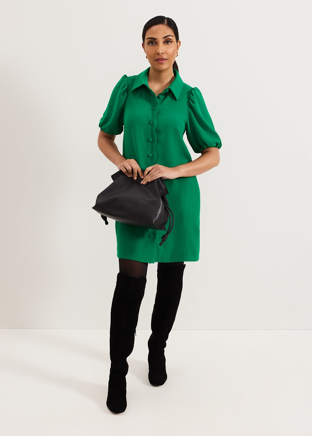 Phase Eight Green Candice Scallop Dress