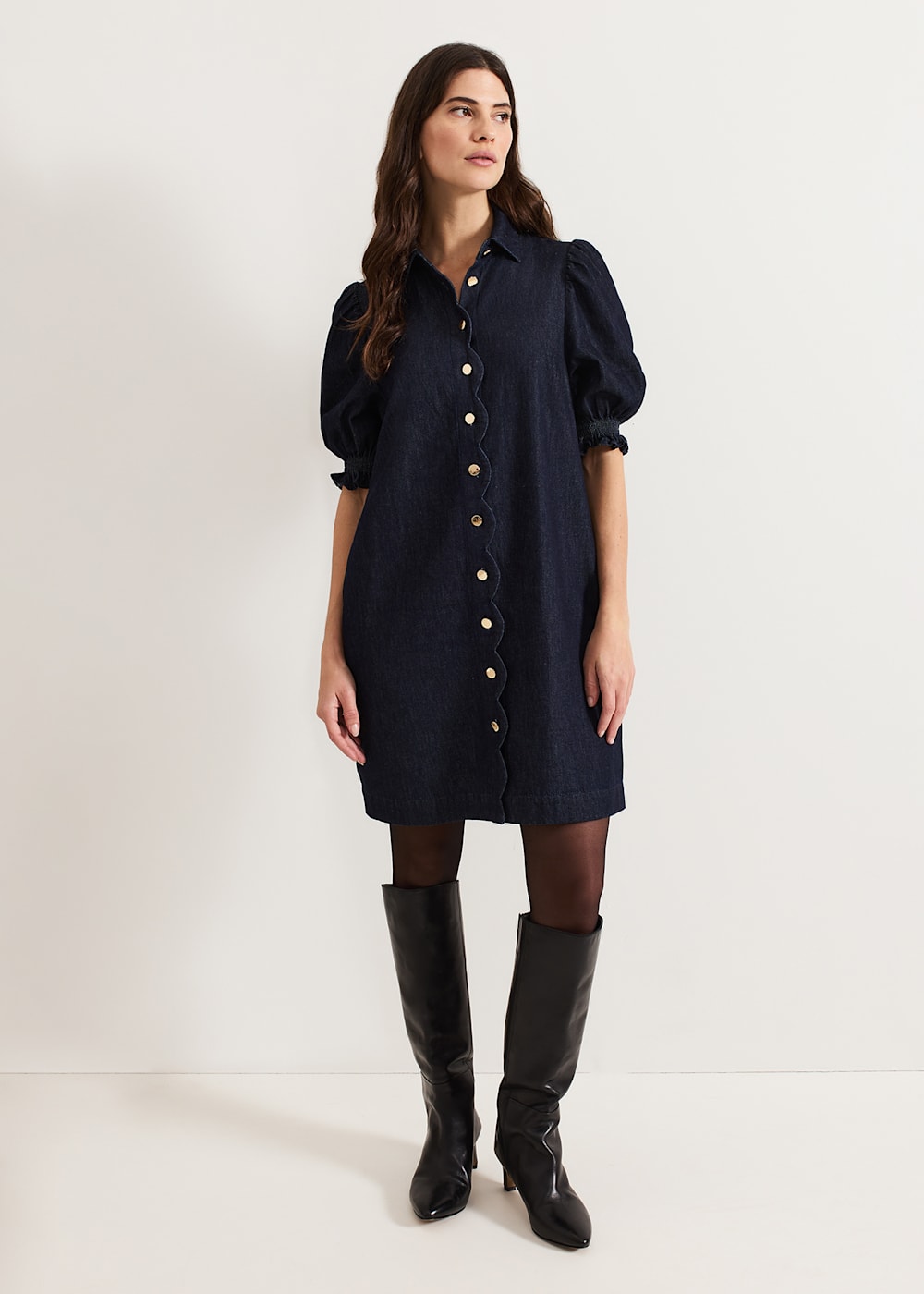 Phase Eight Candice Denim Scallop Dress