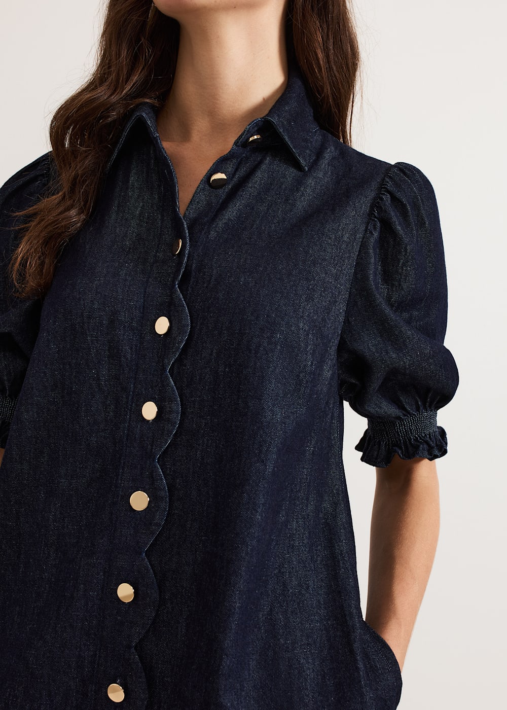 Phase Eight Candice Denim Scallop Dress