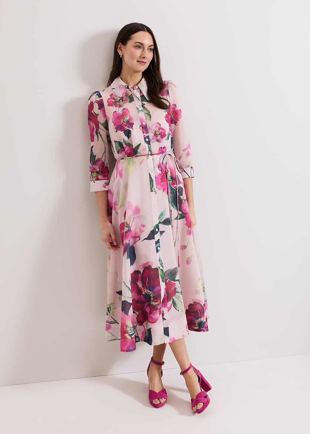 Phase Eight Anabella Floral Long Sleeved Shirt Dress