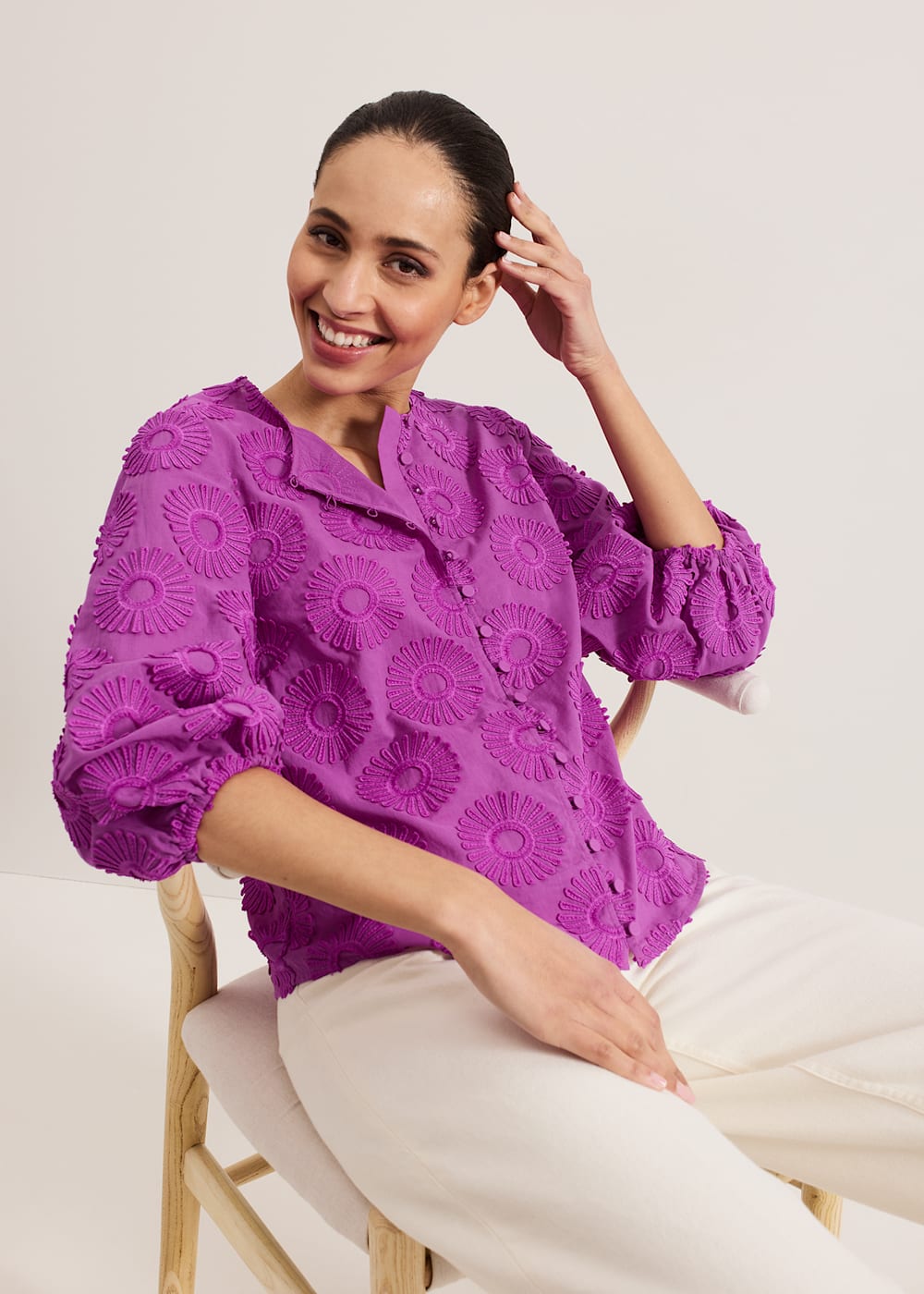 Phase Eight Daisy Crochet Poplin Blouse Phase Eight Daisy Crochet Poplin Blouse