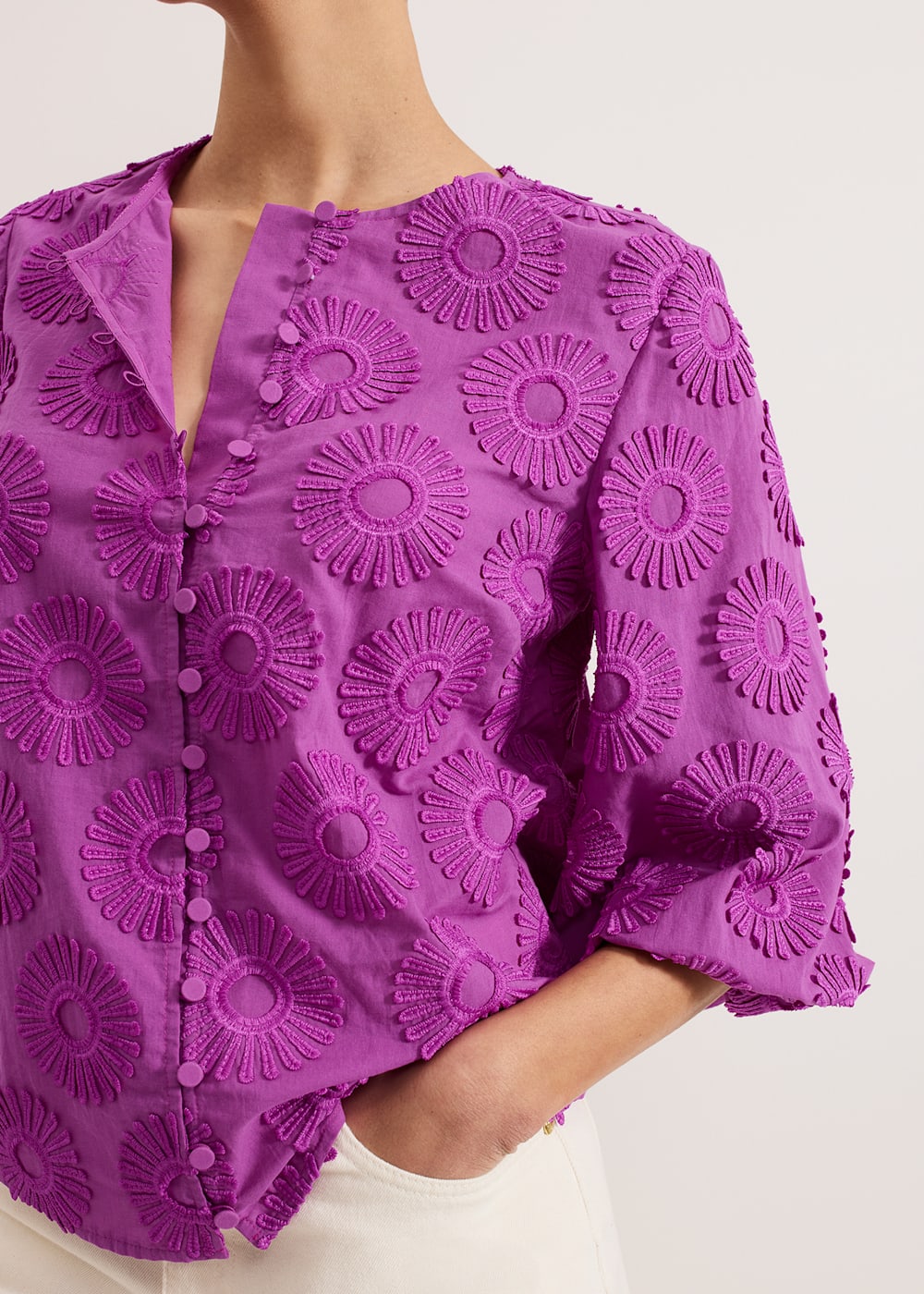 Phase Eight Daisy Crochet Poplin Blouse Phase Eight Daisy Crochet Poplin Blouse