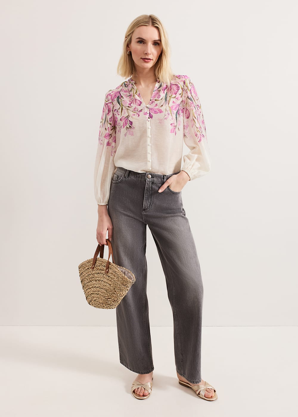Phase Eight Gisela Placement Print Floral Blouse