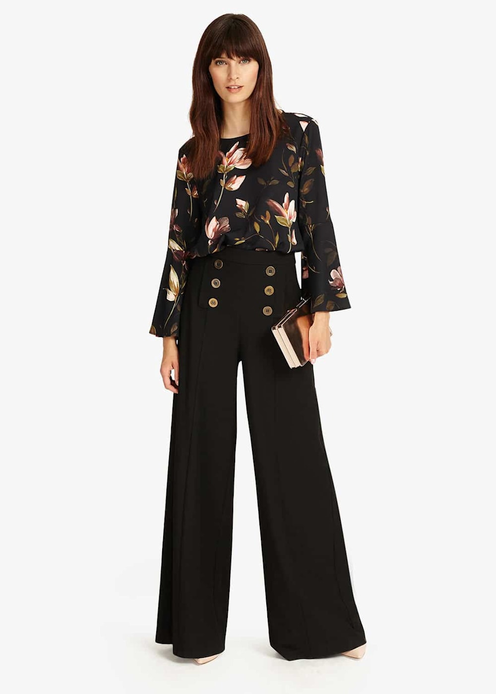 Beatrix Button Wide Leg Trousers Phase Eight UK