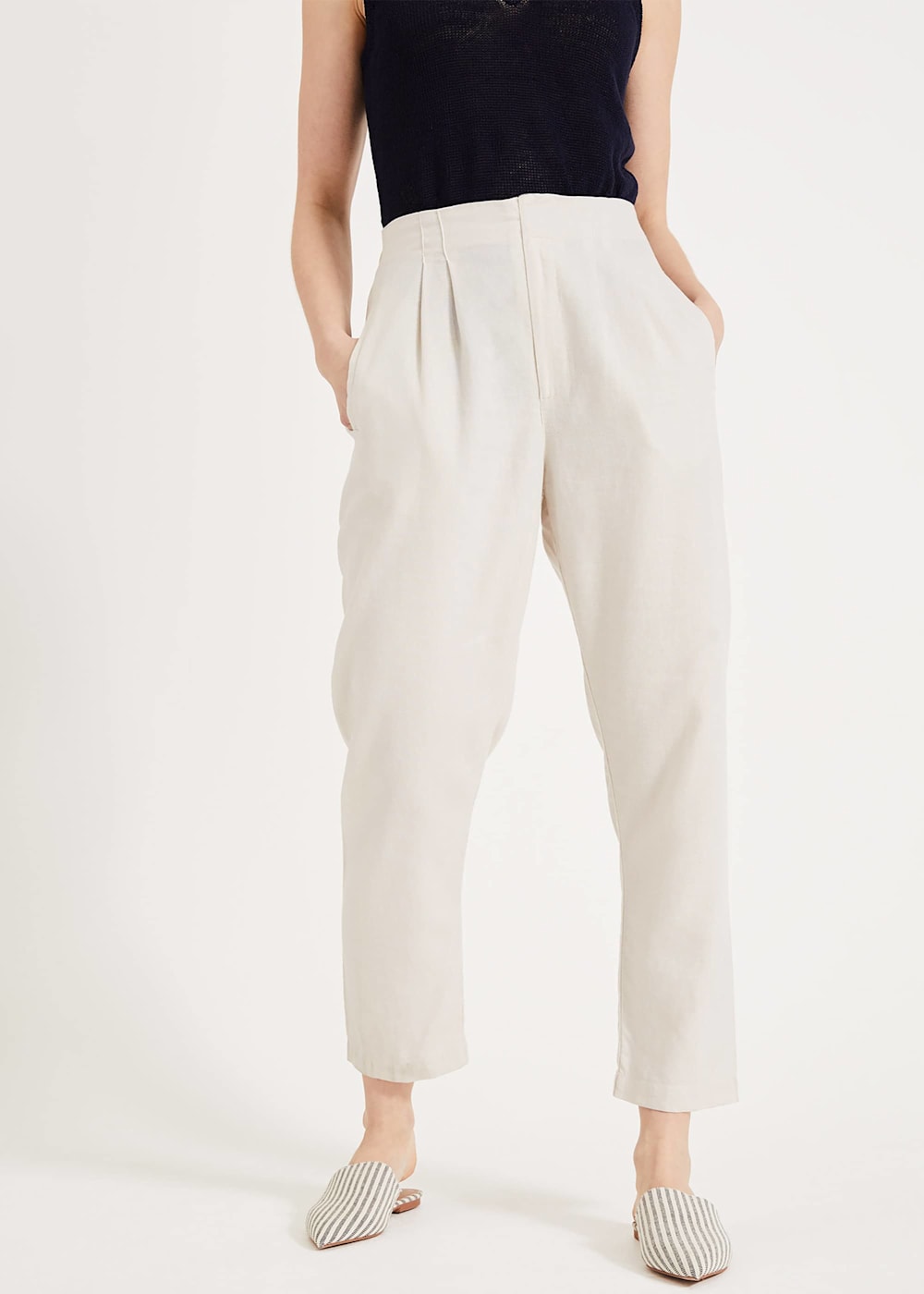 Linen peg trousers shop