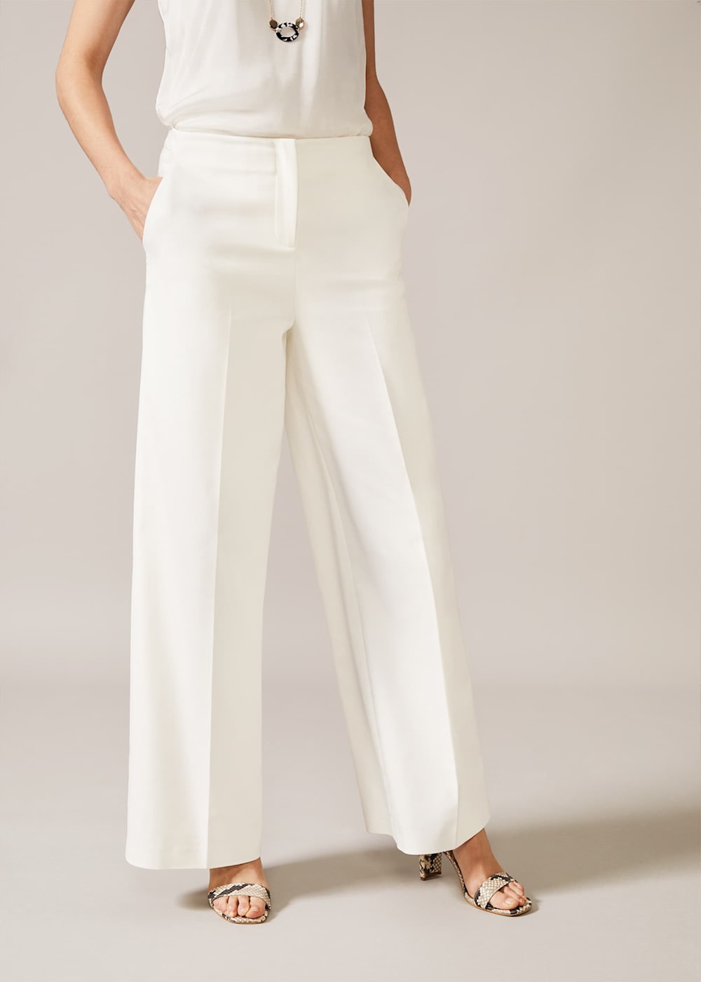 White wide leg trouser suit outlet