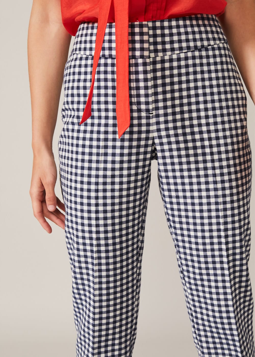 Red gingham trousers new arrivals