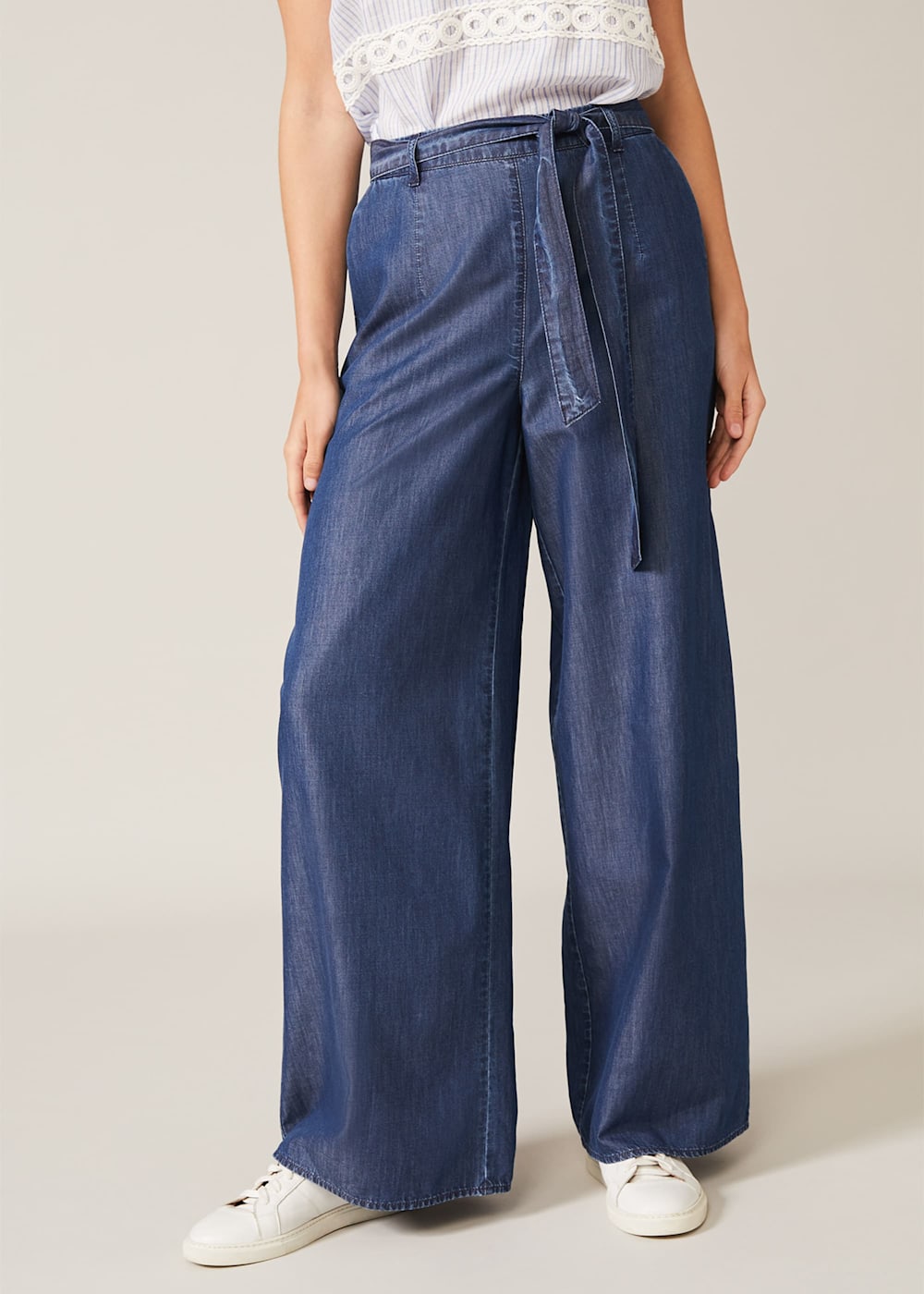 Wide leg chambray jeans new arrivals