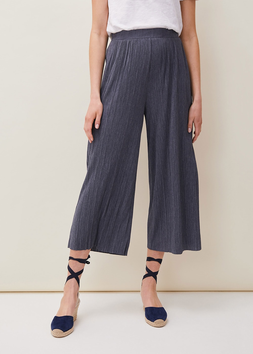 Plisse wide leg trousers deals