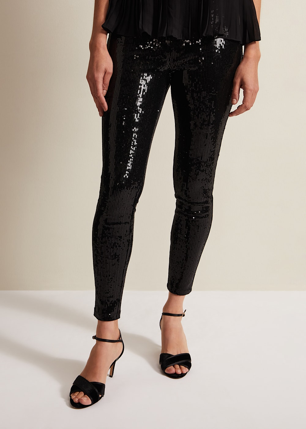 Ausha Black Sequin Leggings Phase Eight UK