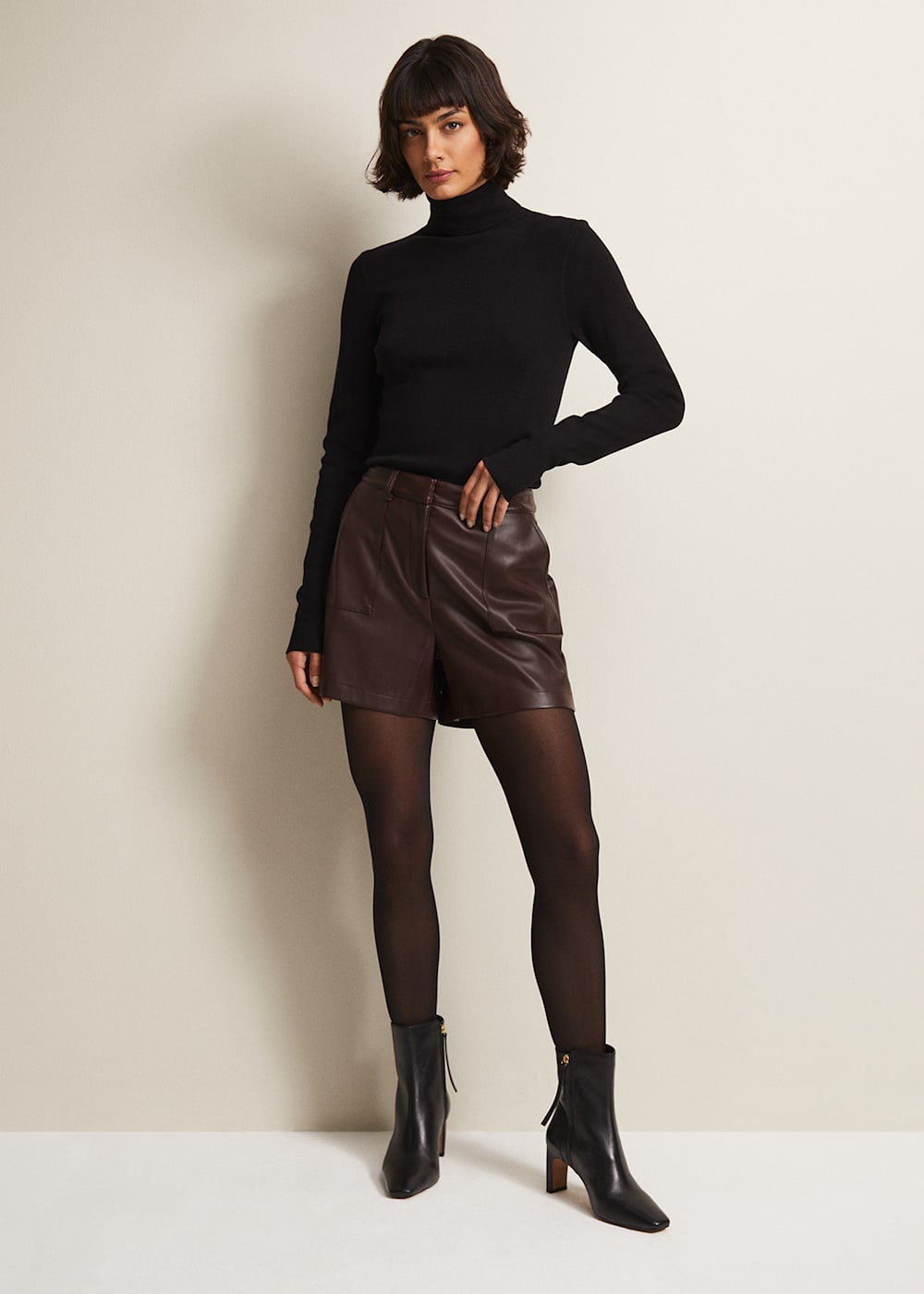 Hadley Faux Leather Shorts Phase Eight UK
