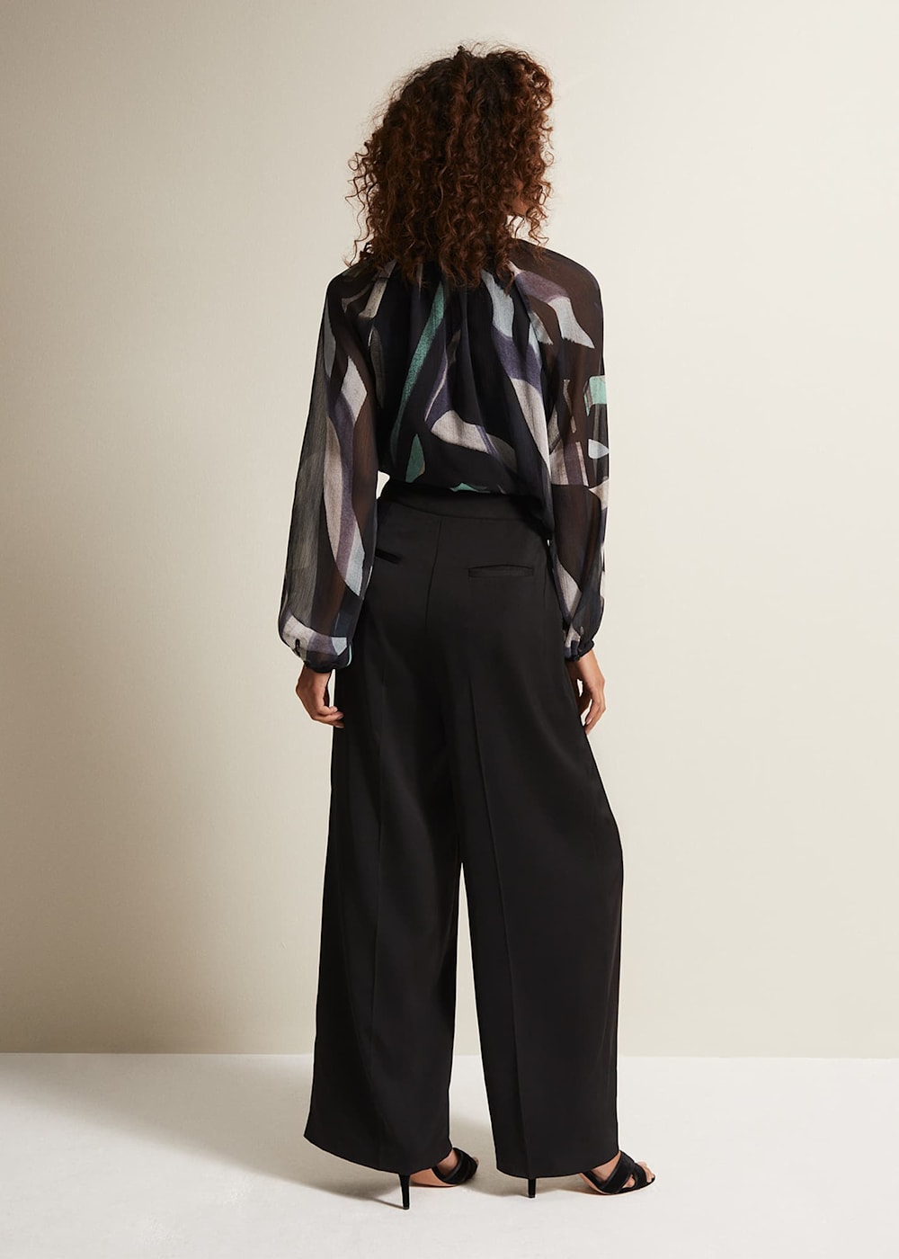 Shellina Black Satin Wide Leg Trousers Phase Eight UK