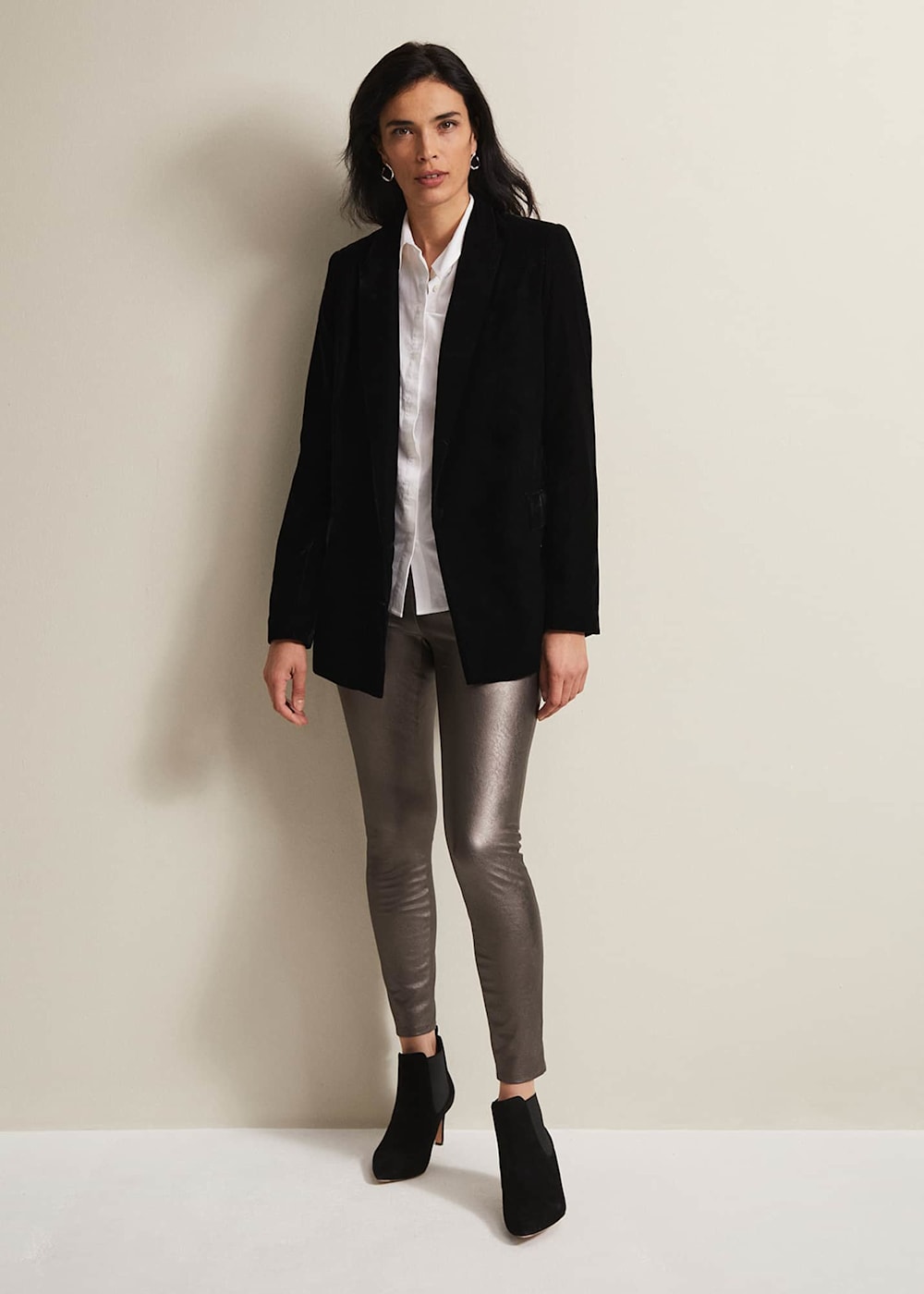 Amina Silver Faux Leather Jeggings Phase Eight UK