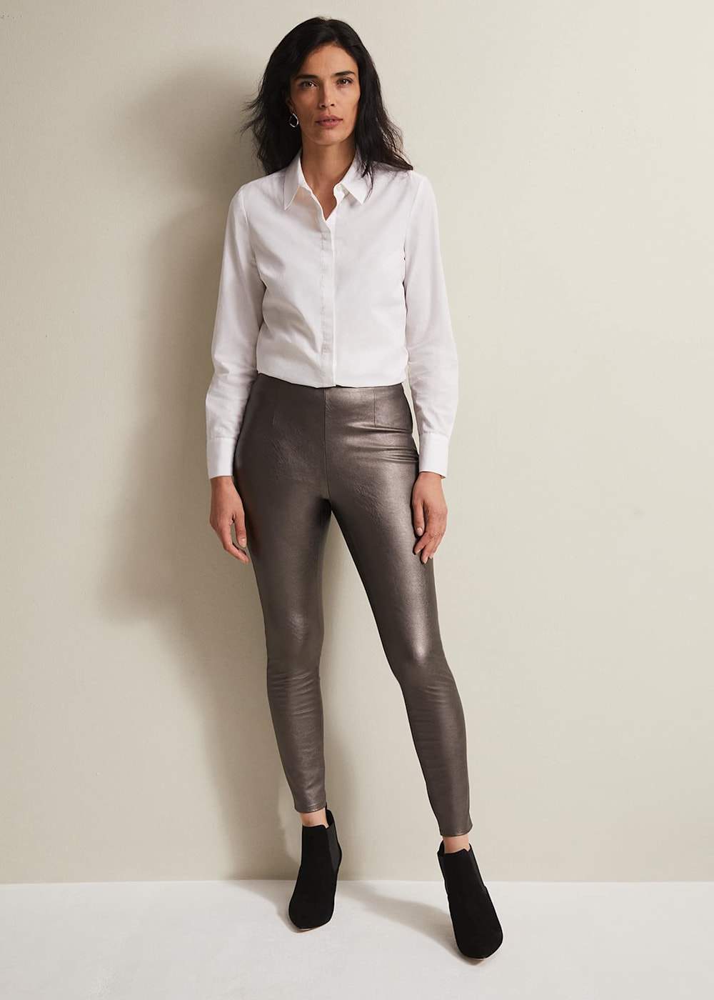 Amina Silver Faux Leather Jeggings Phase Eight ROW