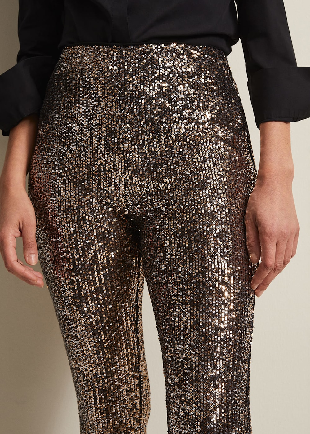 Karmia Gold Sequin Flared Trousers Phase Eight UK