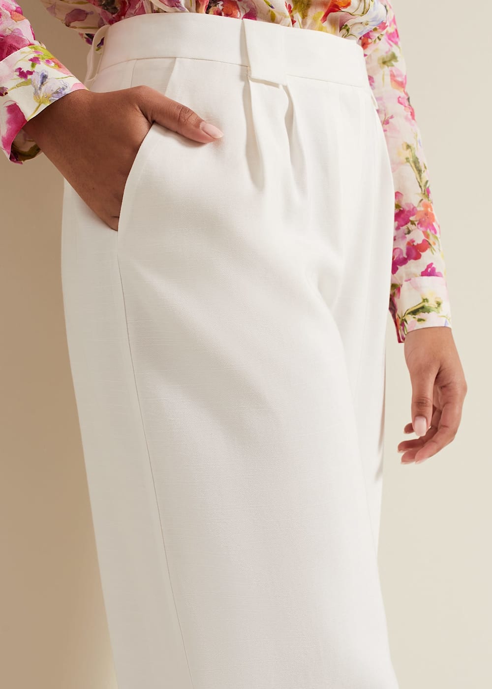Petite Tyla White Wide Leg Trousers Phase Eight UK