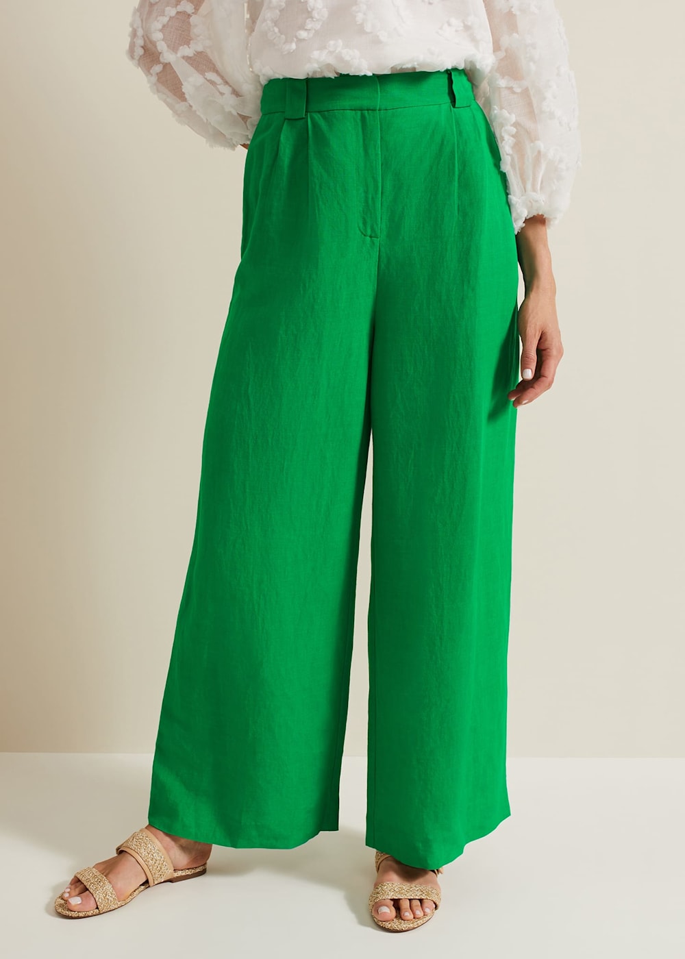 Phase Eight Lottie Linen Blend Wide Leg Trousers Phase Eight Lottie Linen Blend Wide Leg Trousers