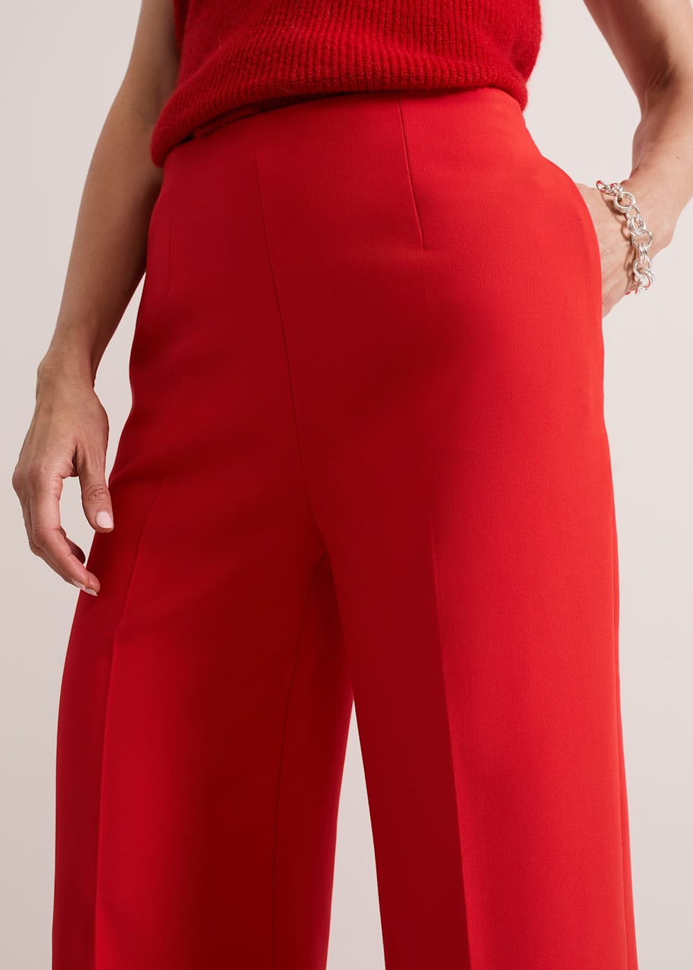 Red wide leg trousers uk on sale