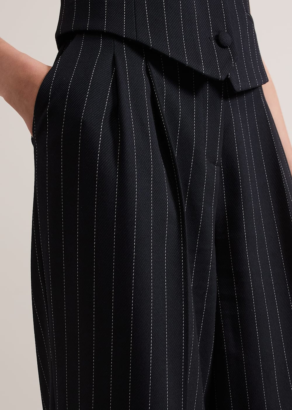 Phase Eight Pia Pinstripe Wide Leg Trousers Navy Size 12