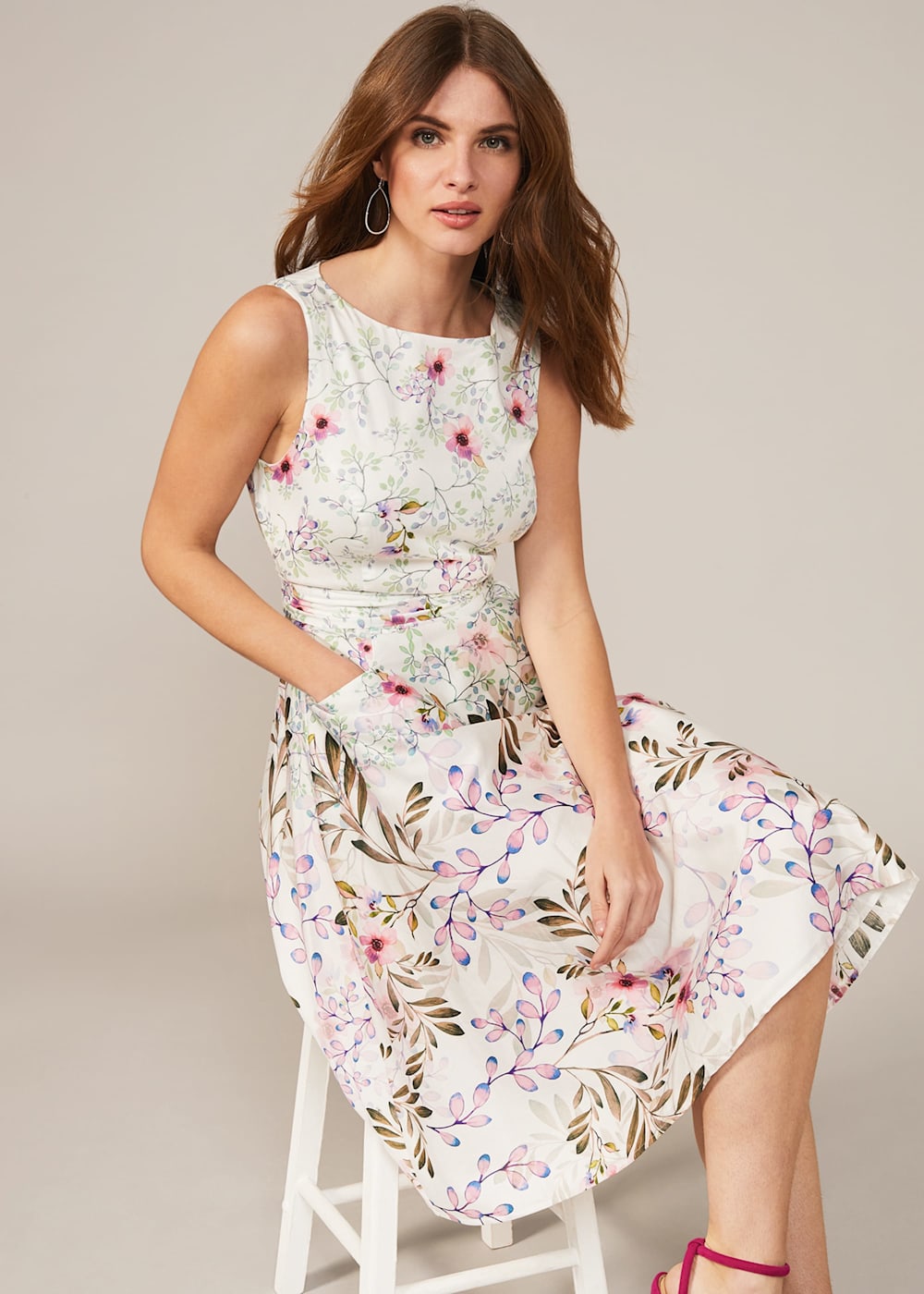 Wilhemina Cotton Fit Flare Dress Phase Eight UK