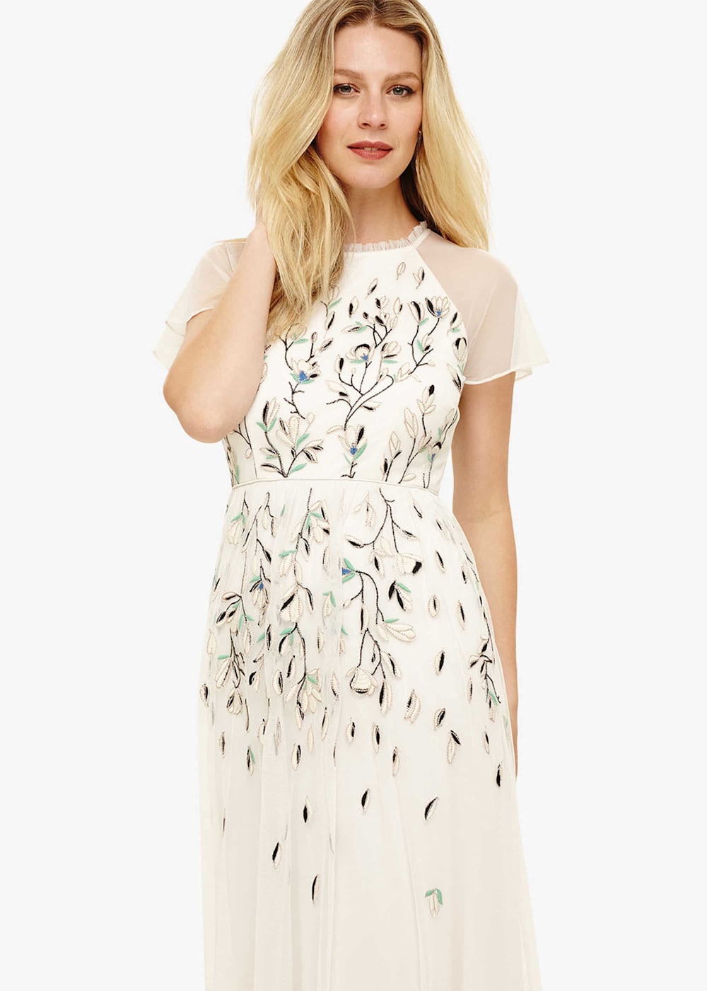 Phase Eight Colette Embroidered Maxi Dress Ivory Multi Size 4