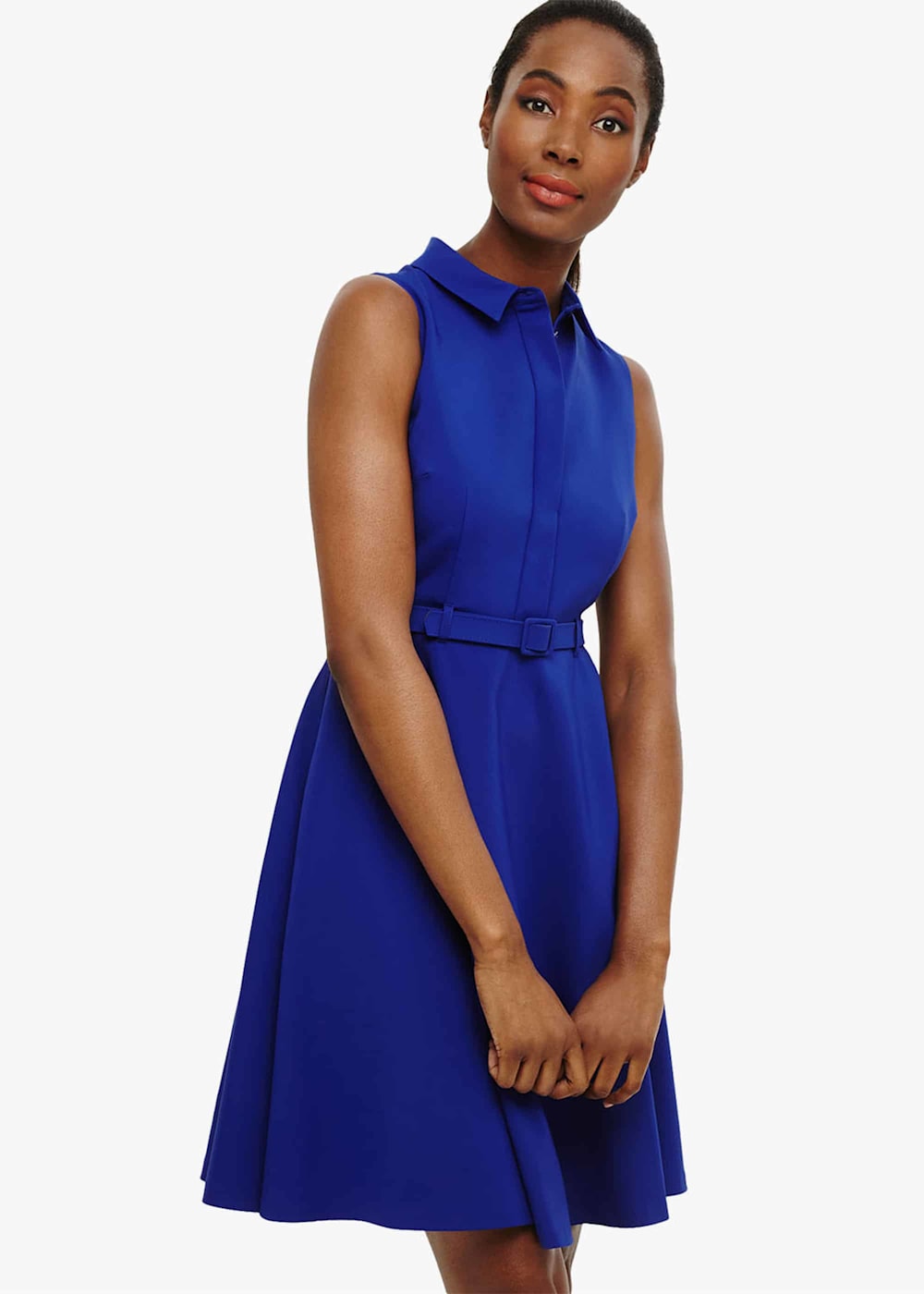 Sleeveless belted shirt dress shop