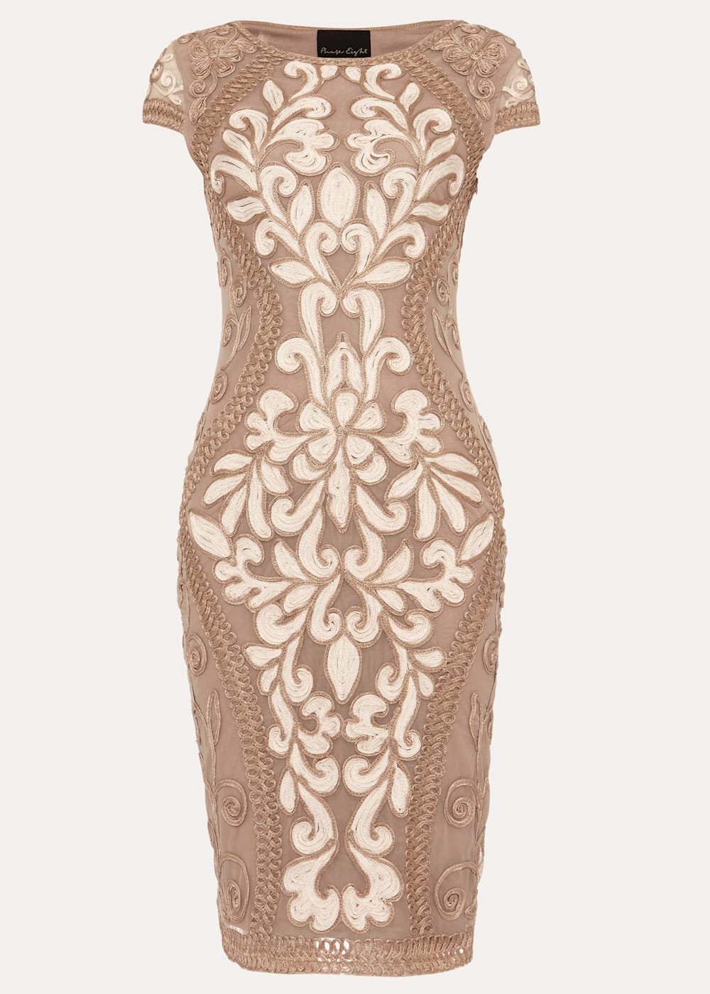 Phase Eight Perdy Tapework Lace Dress Latte Cream Size 12