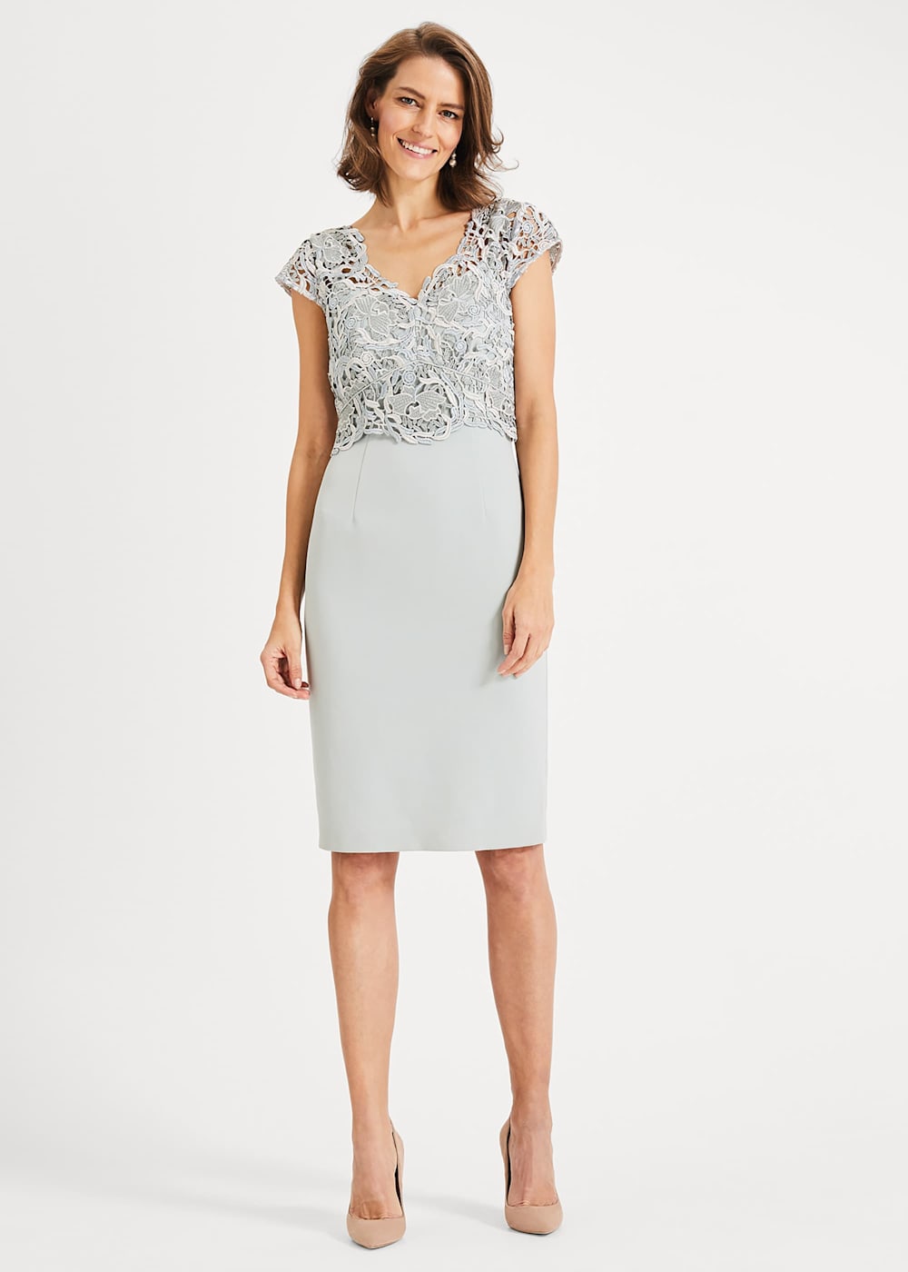Phase eight green ellise lace bodice dress shop