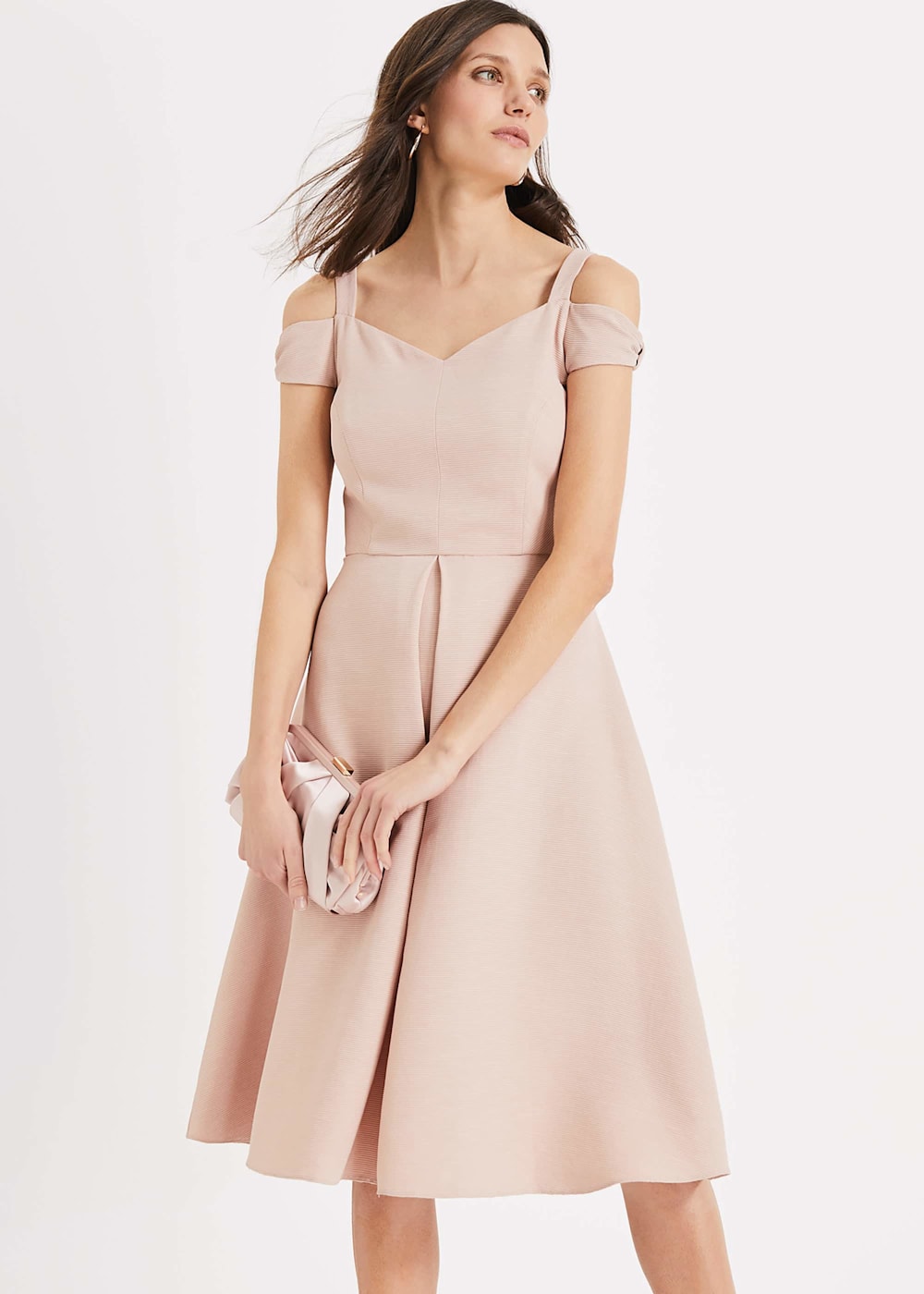 Coral cold shoulder dress on sale
