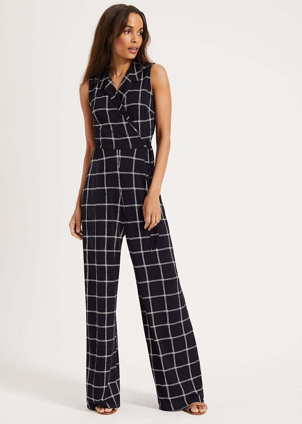 Black check jumpsuit clearance