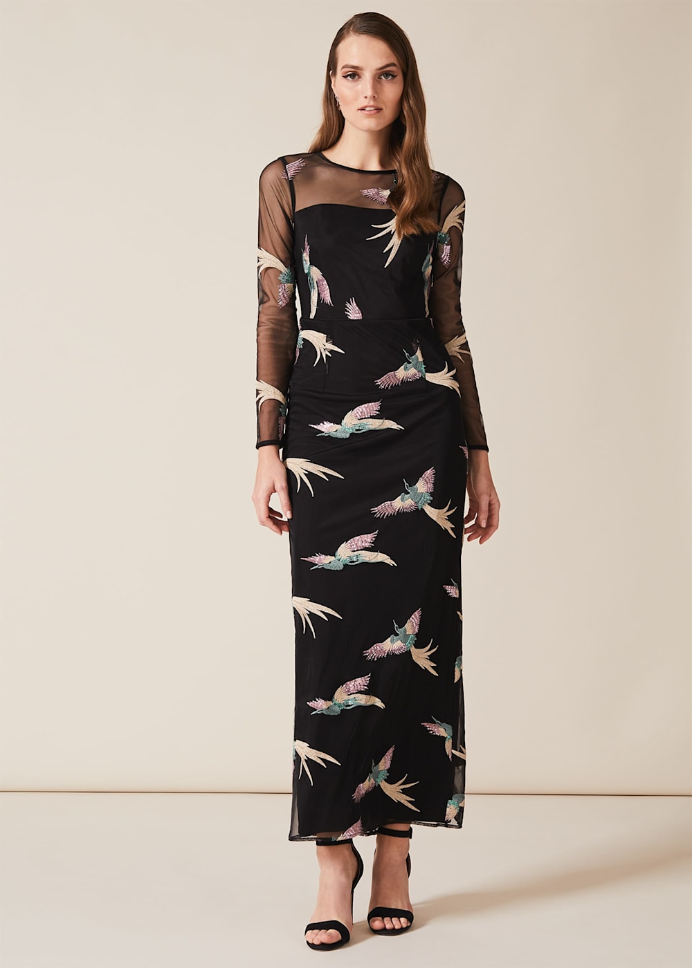 Embroidered bird dress top