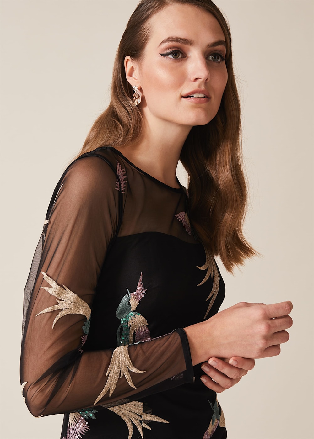 Astrid Embroidered Bird Dress Phase Eight ROW