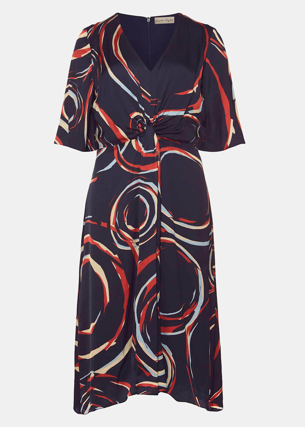 Phase Eight Rosina Swirl Satin Dress Navy Multi Size 4