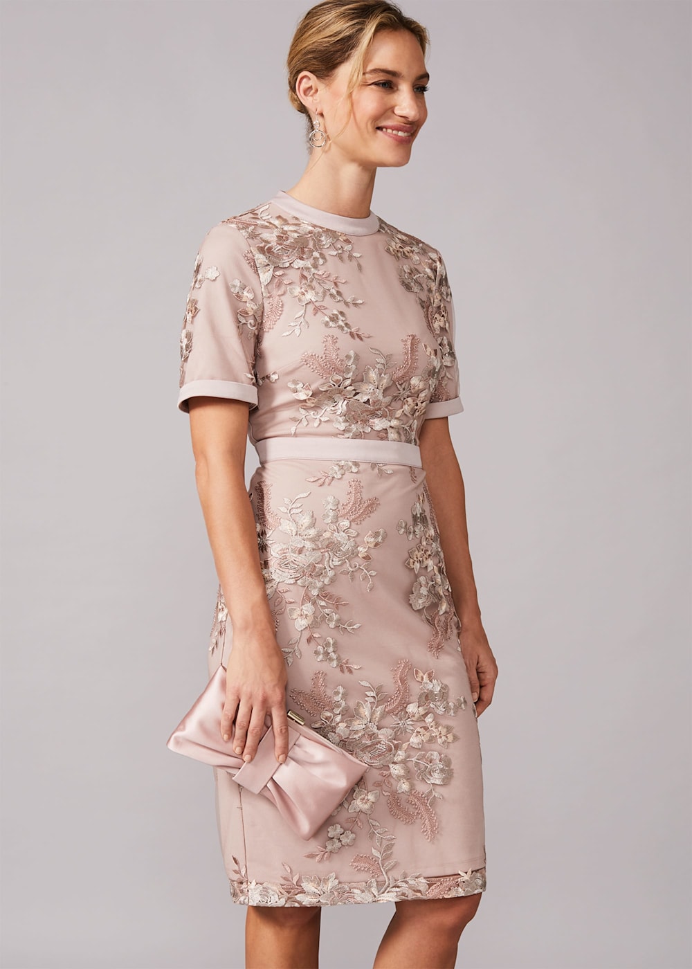 Evena Embroidered Fitted Dress Phase Eight UK