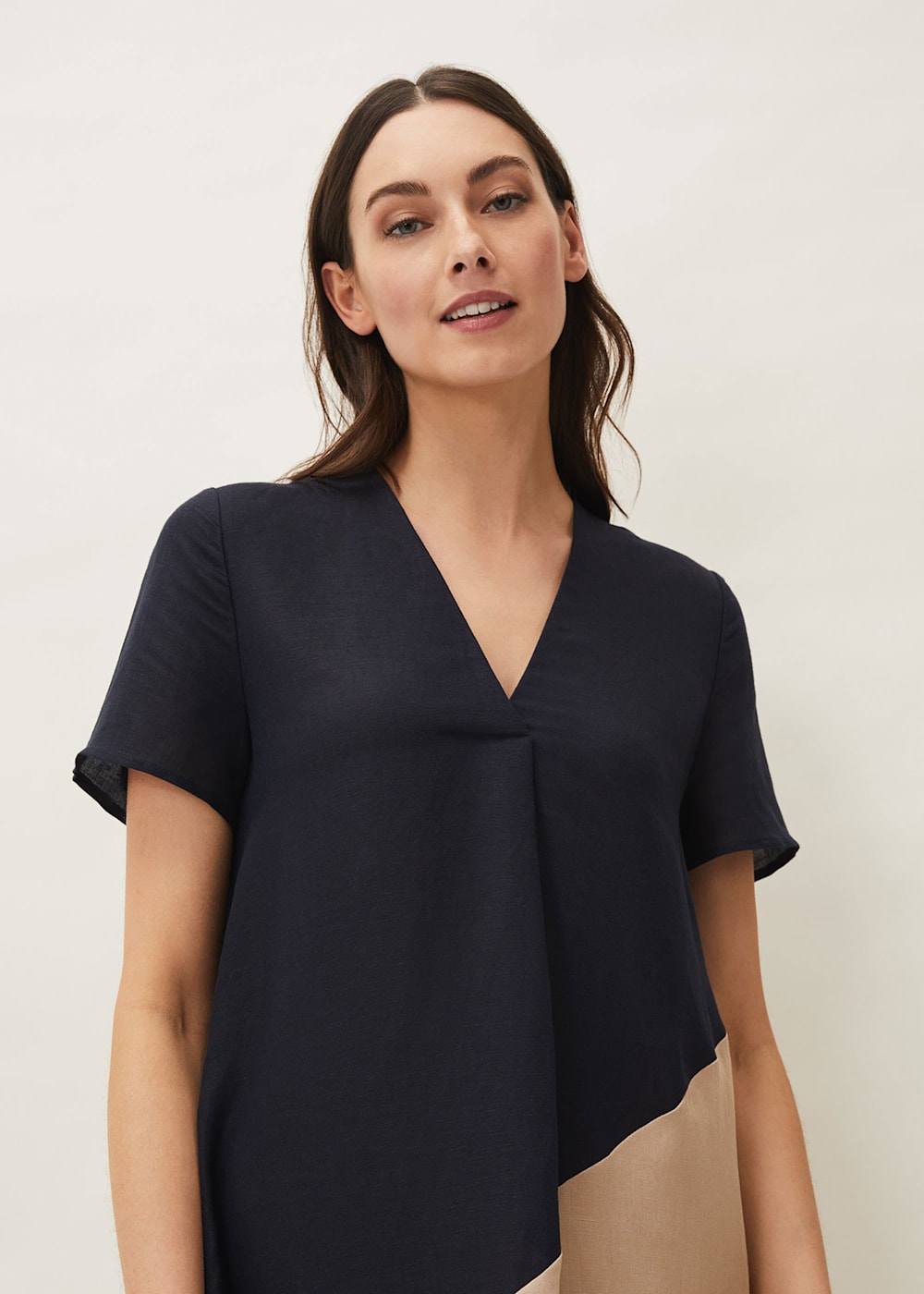 Doty Colourblock Linen-Blend Swing Dress | Phase Eight UK |