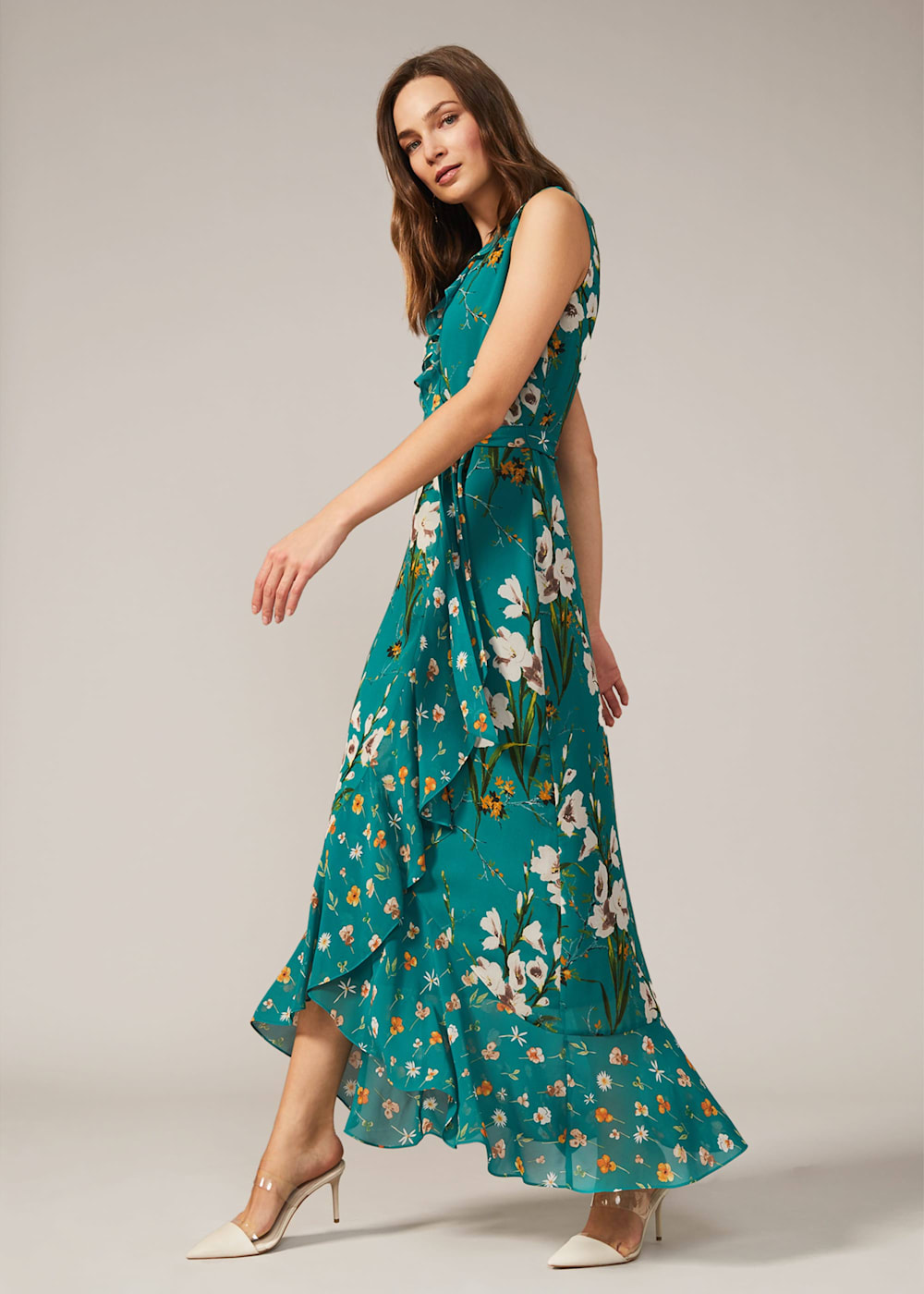 Sofia Floral Frill Maxi Dress Phase Eight UK