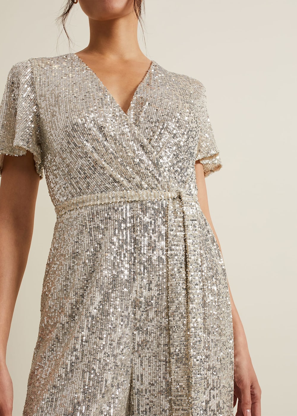 Silver embellished jumpsuit hot sale