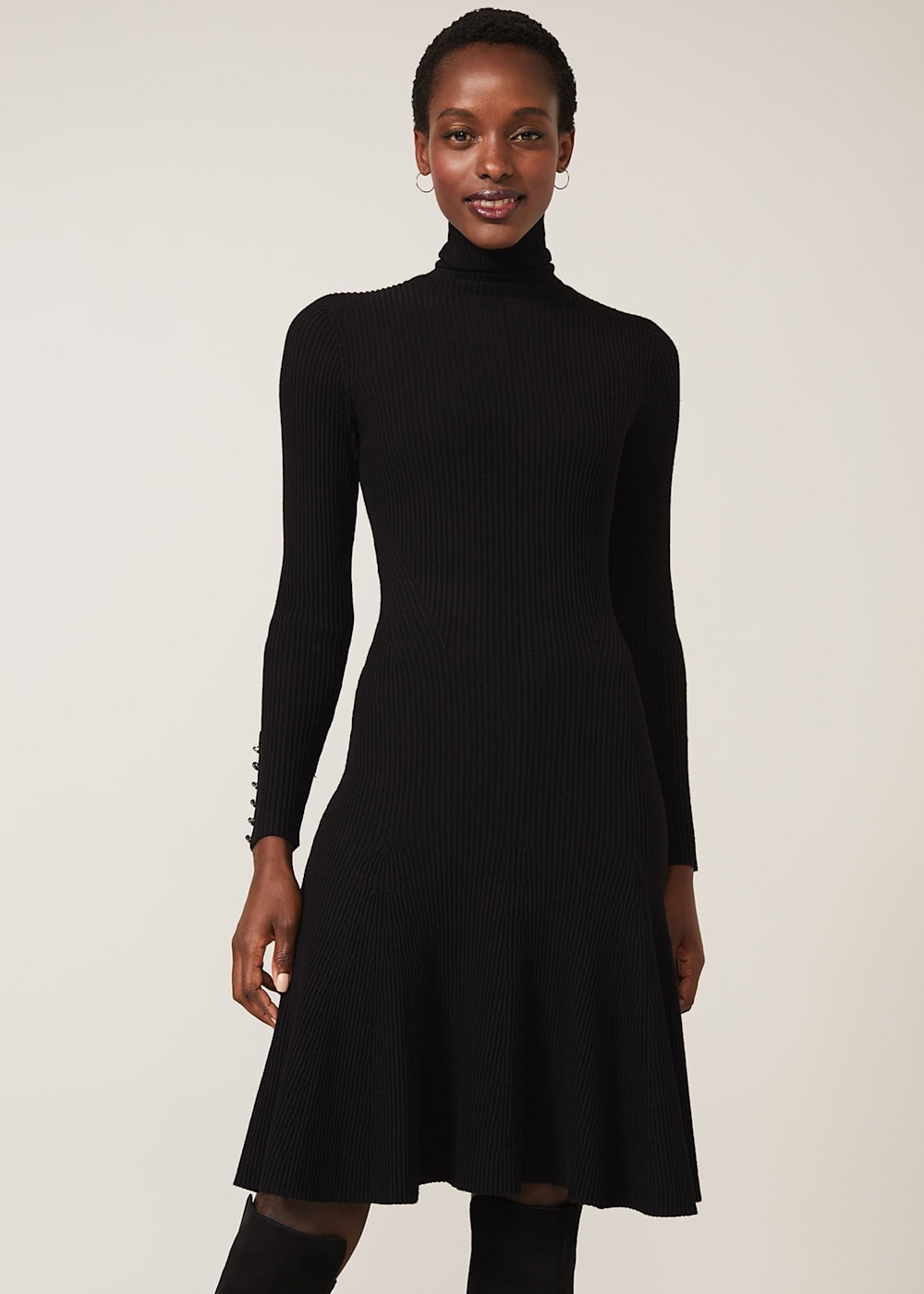 Black roll neck dress uk online