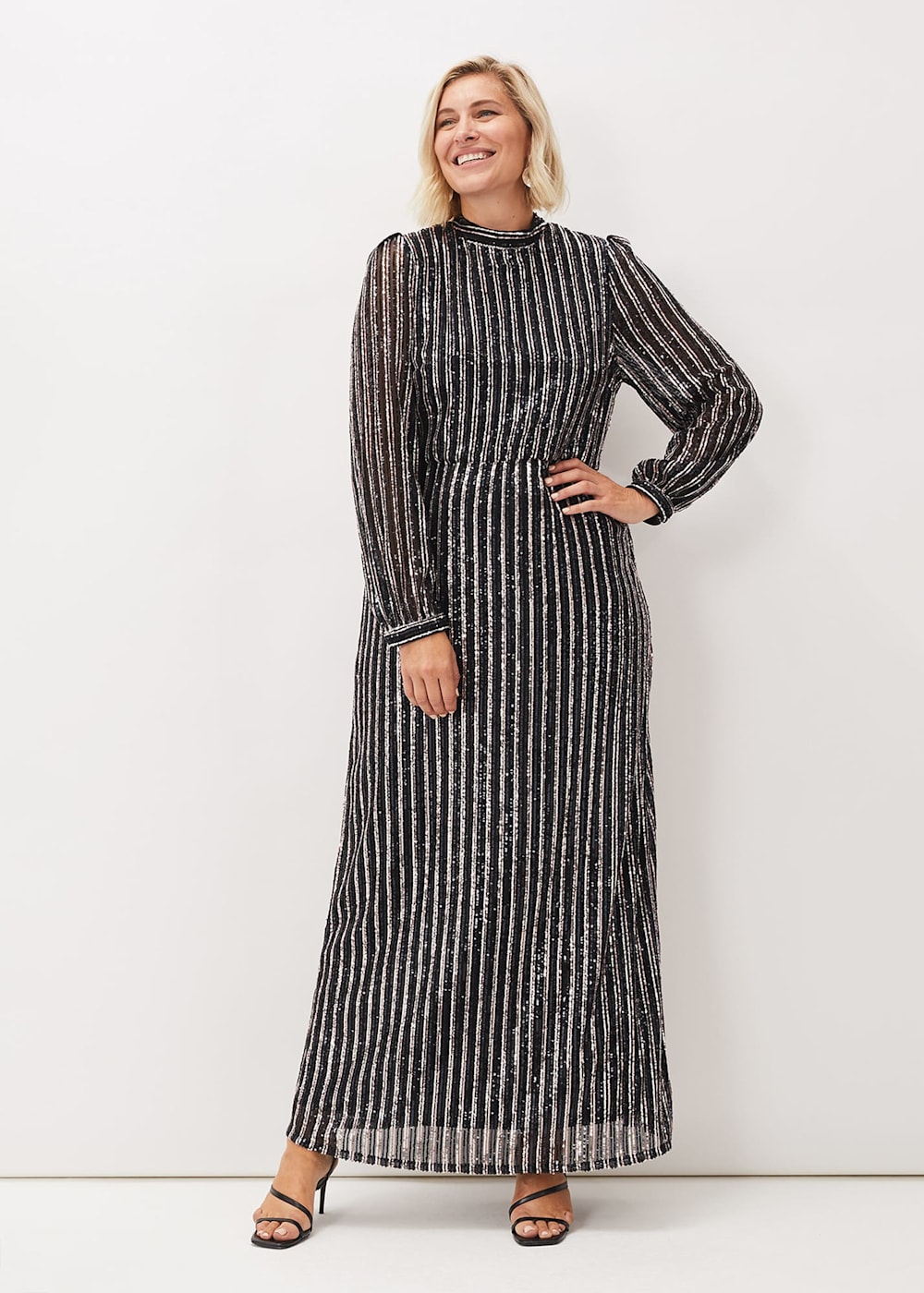 Black and white striped sequin dress online