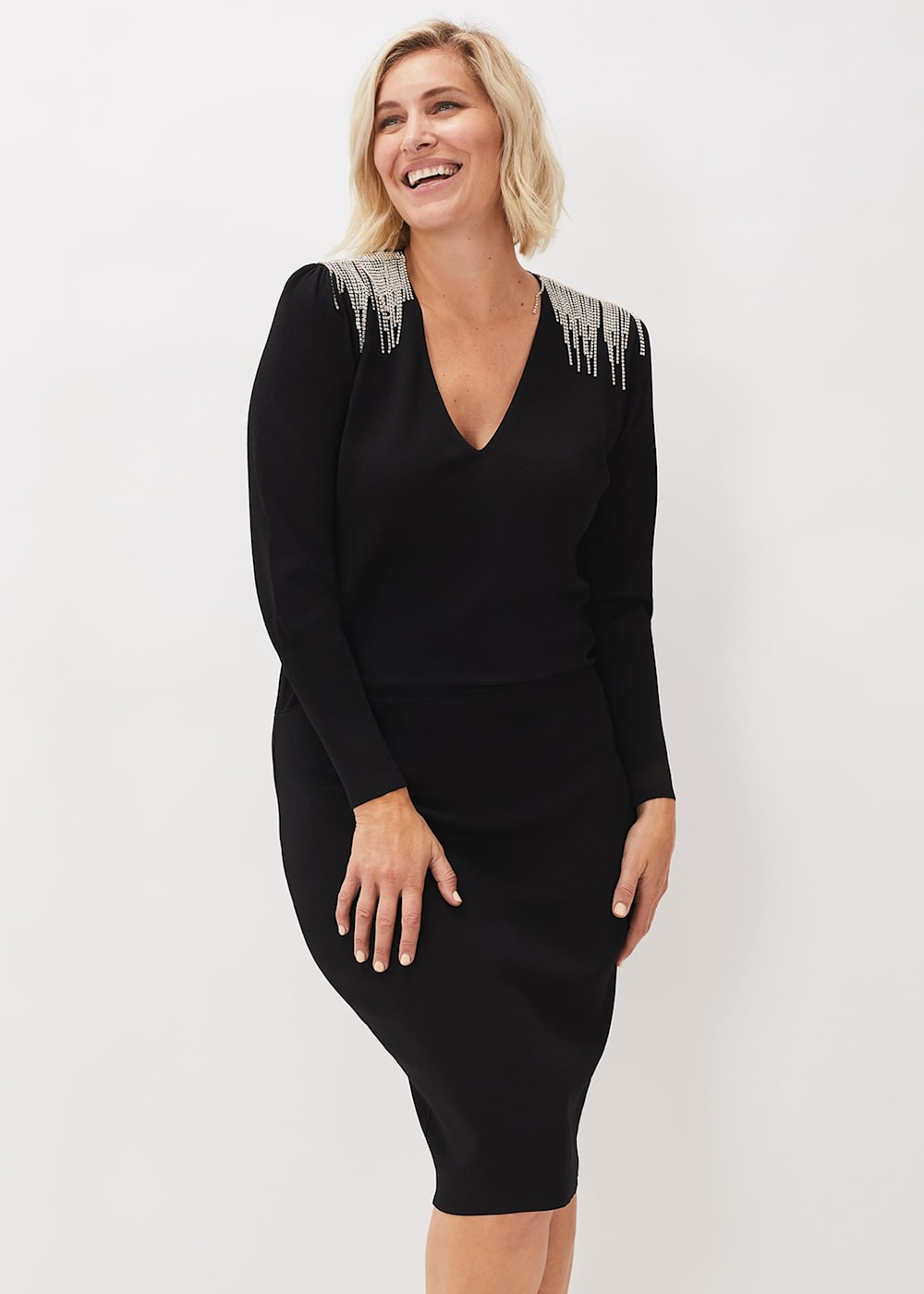 Embellished shoulder dress top