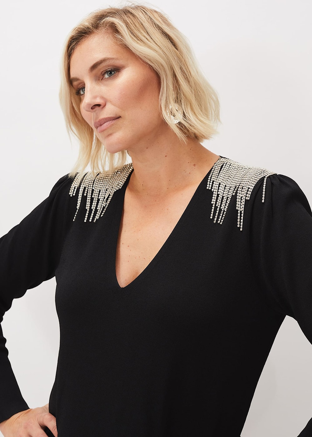 Embellished shoulder top new arrivals