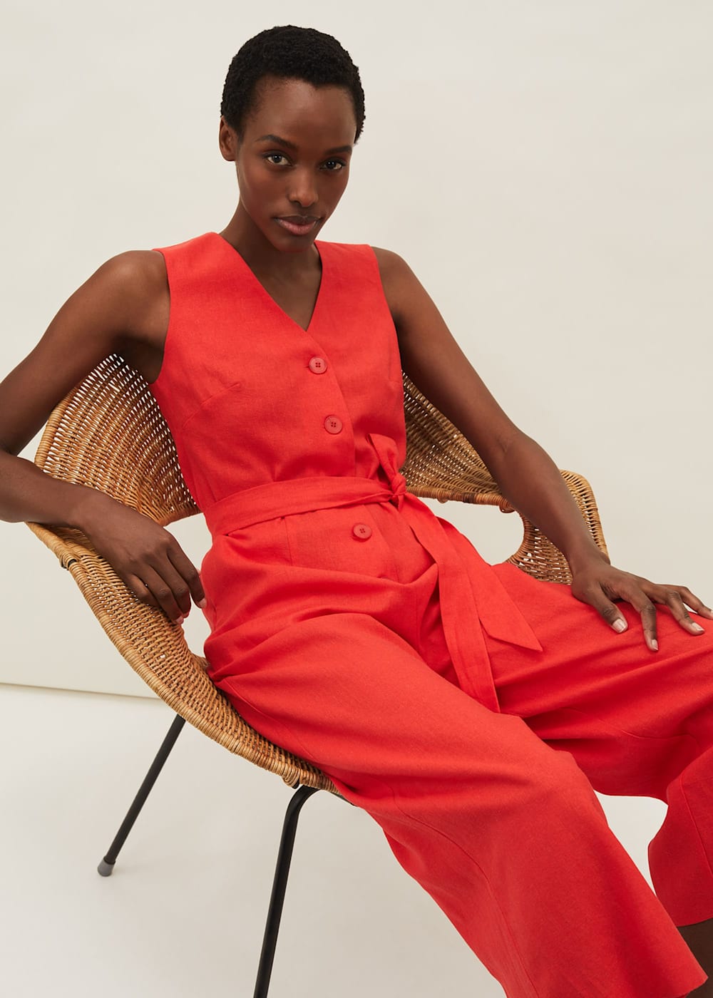 Linen sleeveless jumpsuit online