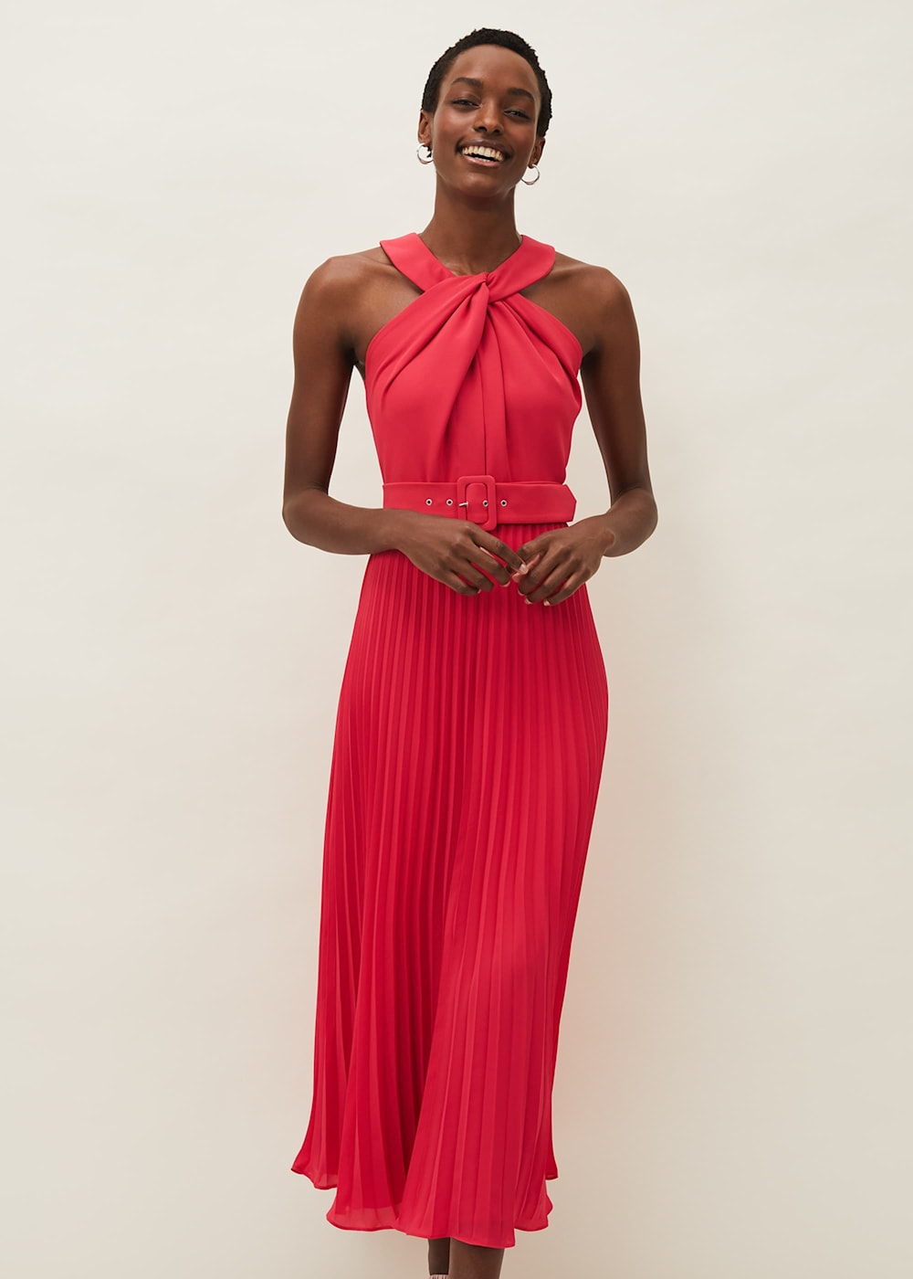 Yas Red Halterneck Midi Dress Phase Eight UK