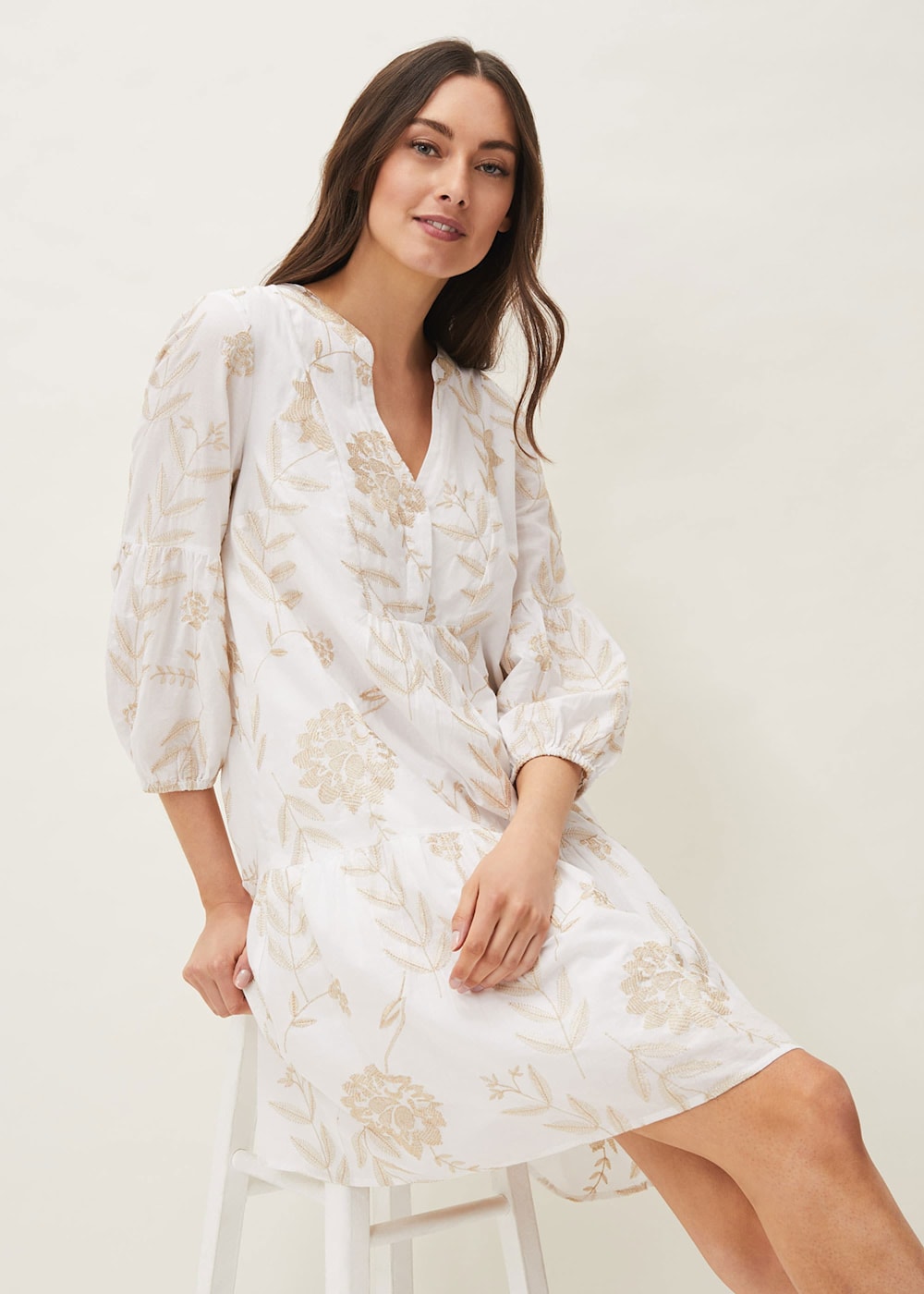 Gina Embroidered Cotton Swing Dress Phase Eight UK