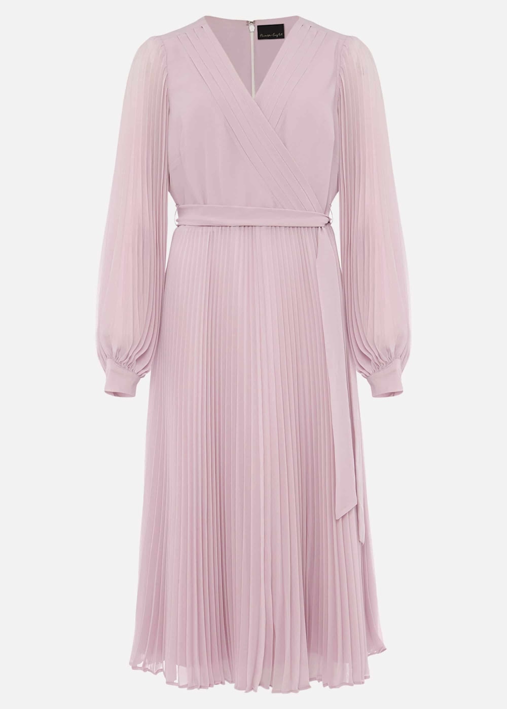 Elsa Pleated Long Sleeved V Neck Midi Dress Phase Eight UK