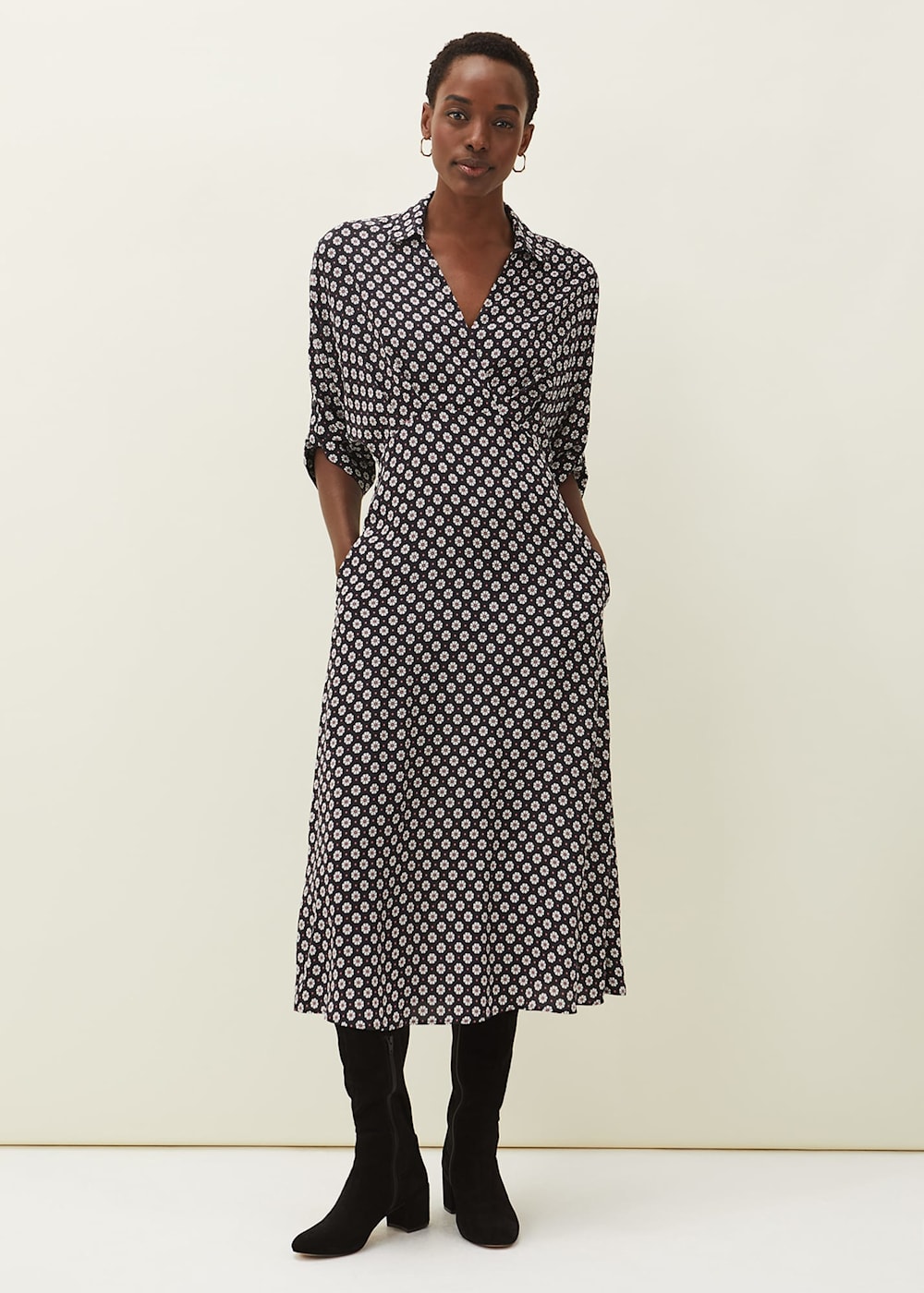 Geometric print midi dress cheap