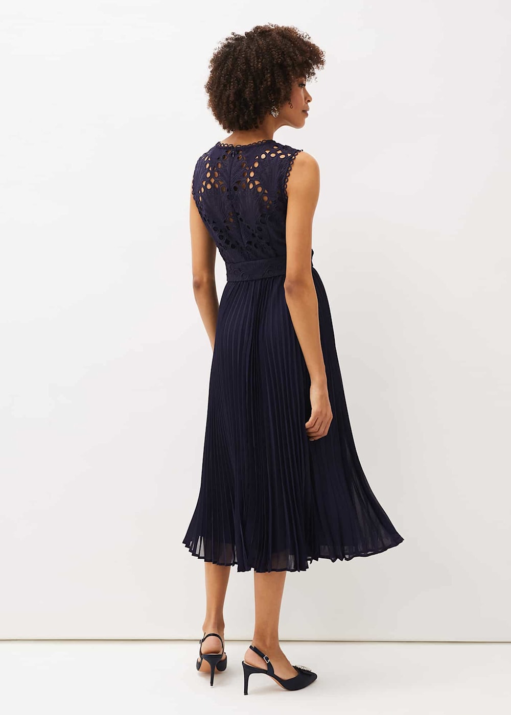 Amora Lace Bodice Pleated Dress Phase Eight UK