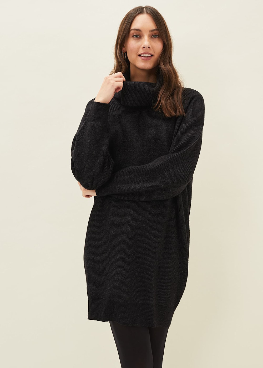 Black polo neck jumper dress best sale