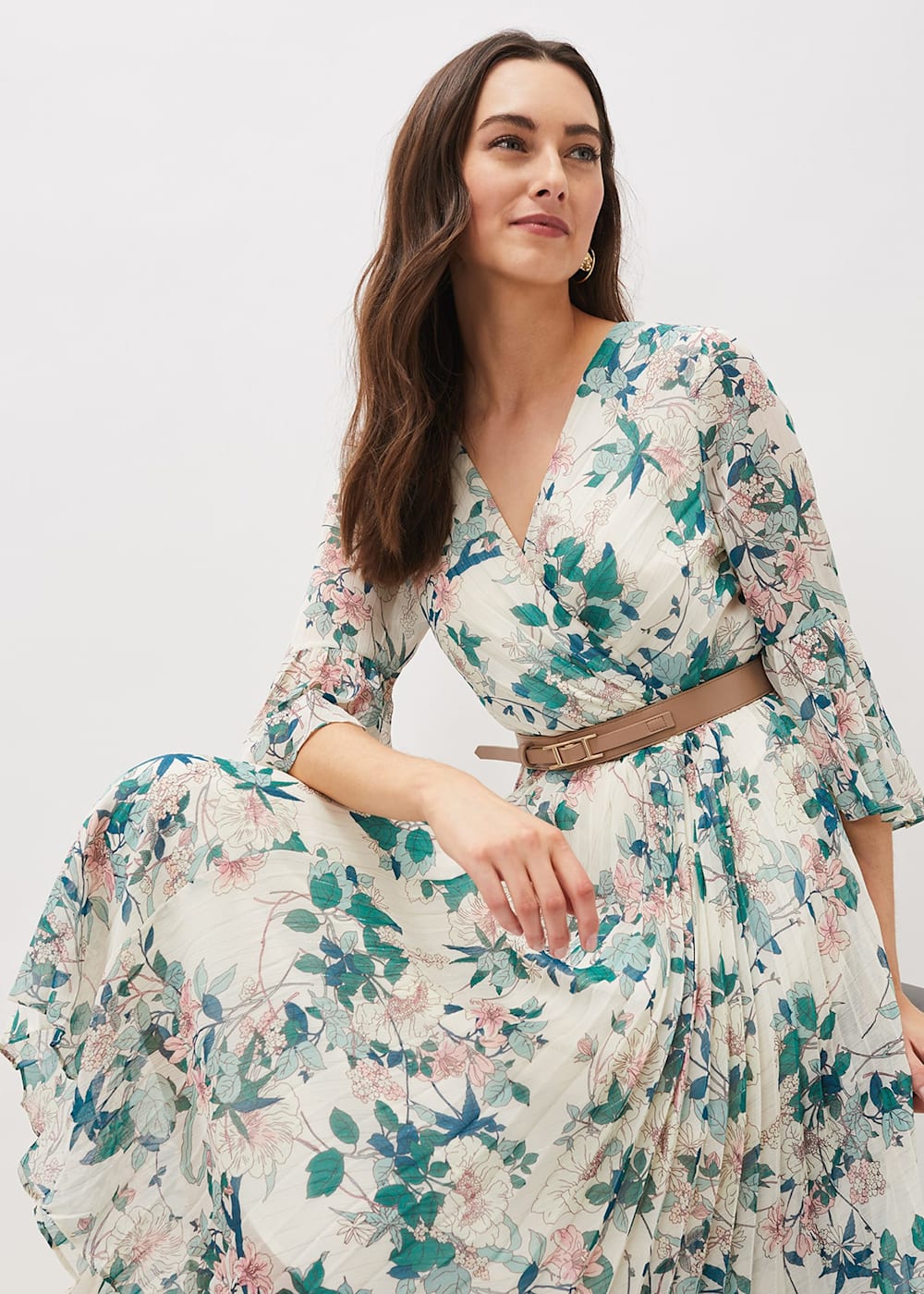 Floaty floral midi dress sale
