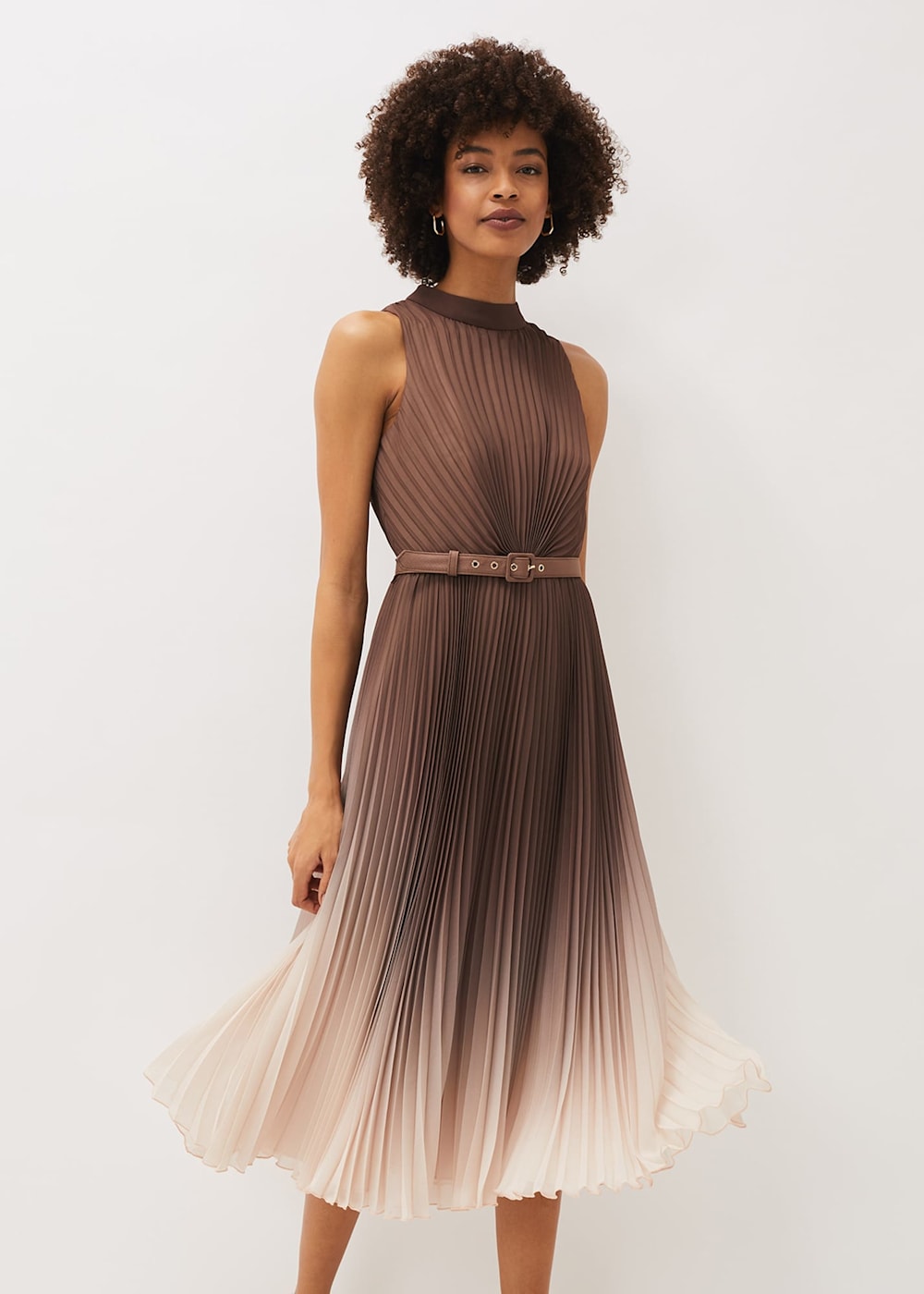 Pleated tea length dress new arrivals